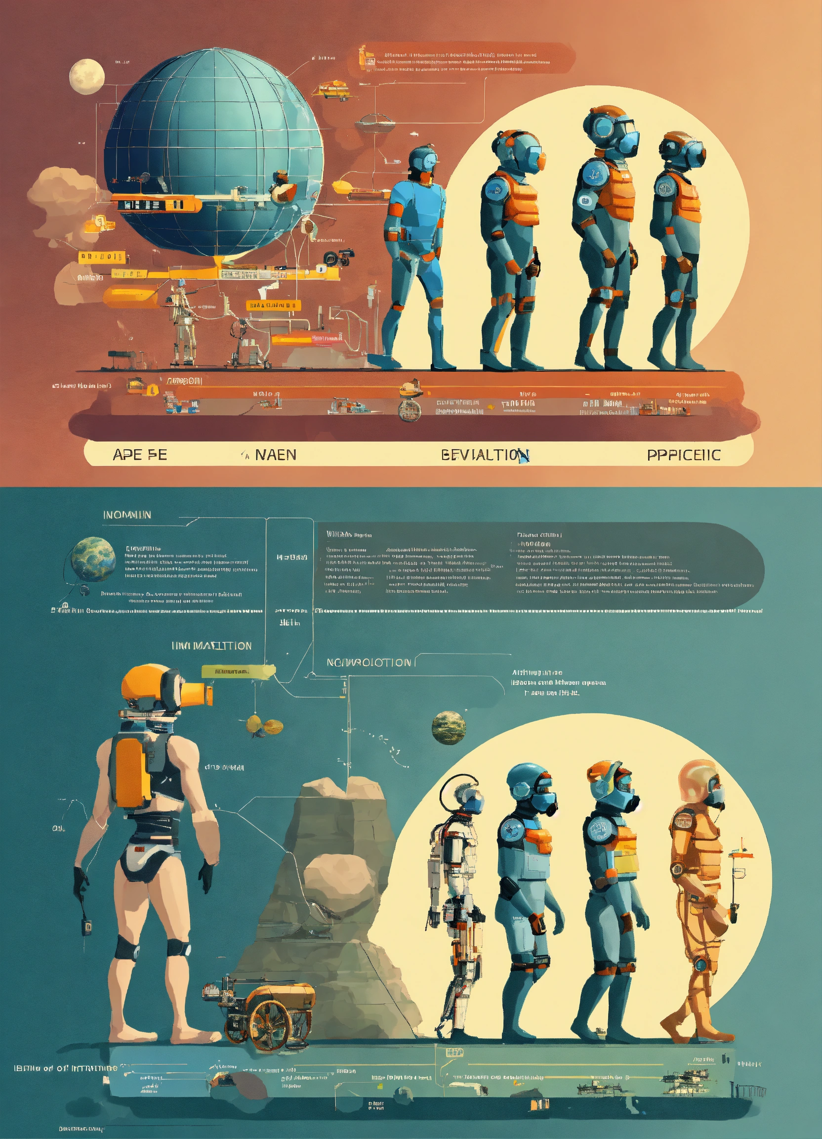 Lexica - Evolution from ape man to stone age to industrial age to space ...