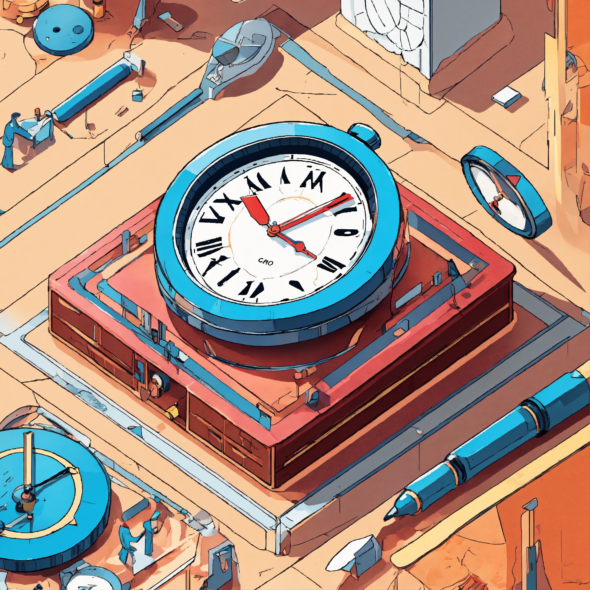 Lexica - A detailed illustration one clock ,graphic design ,logio ...