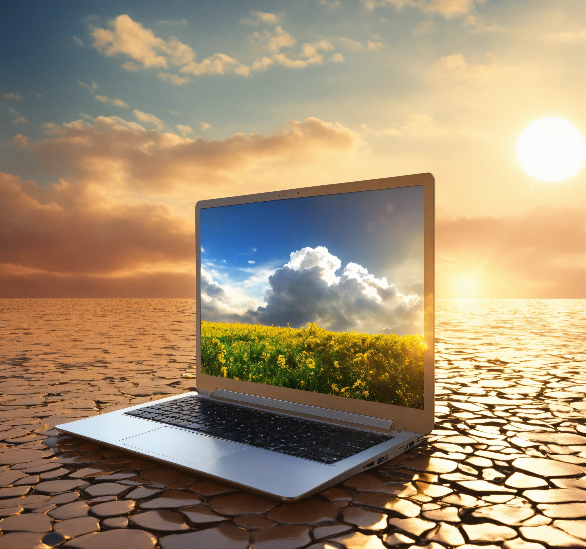 Lexica - Please generate a realistic artwork of laptops under sunshine ...