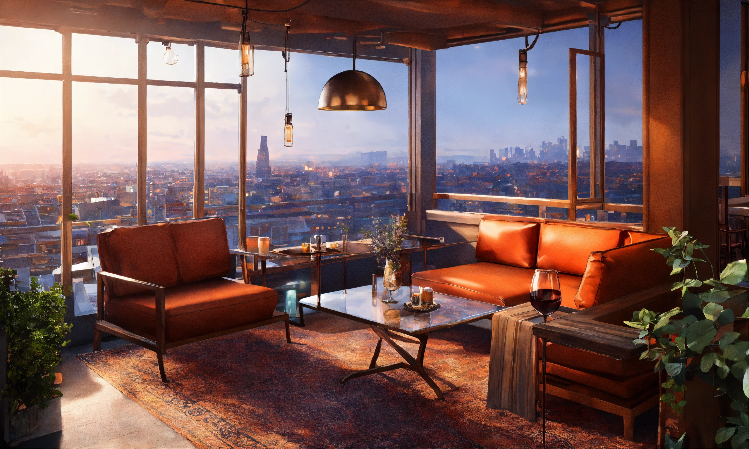 Lexica - A table for two, a rooftop view, glass of wine, city view, a ...