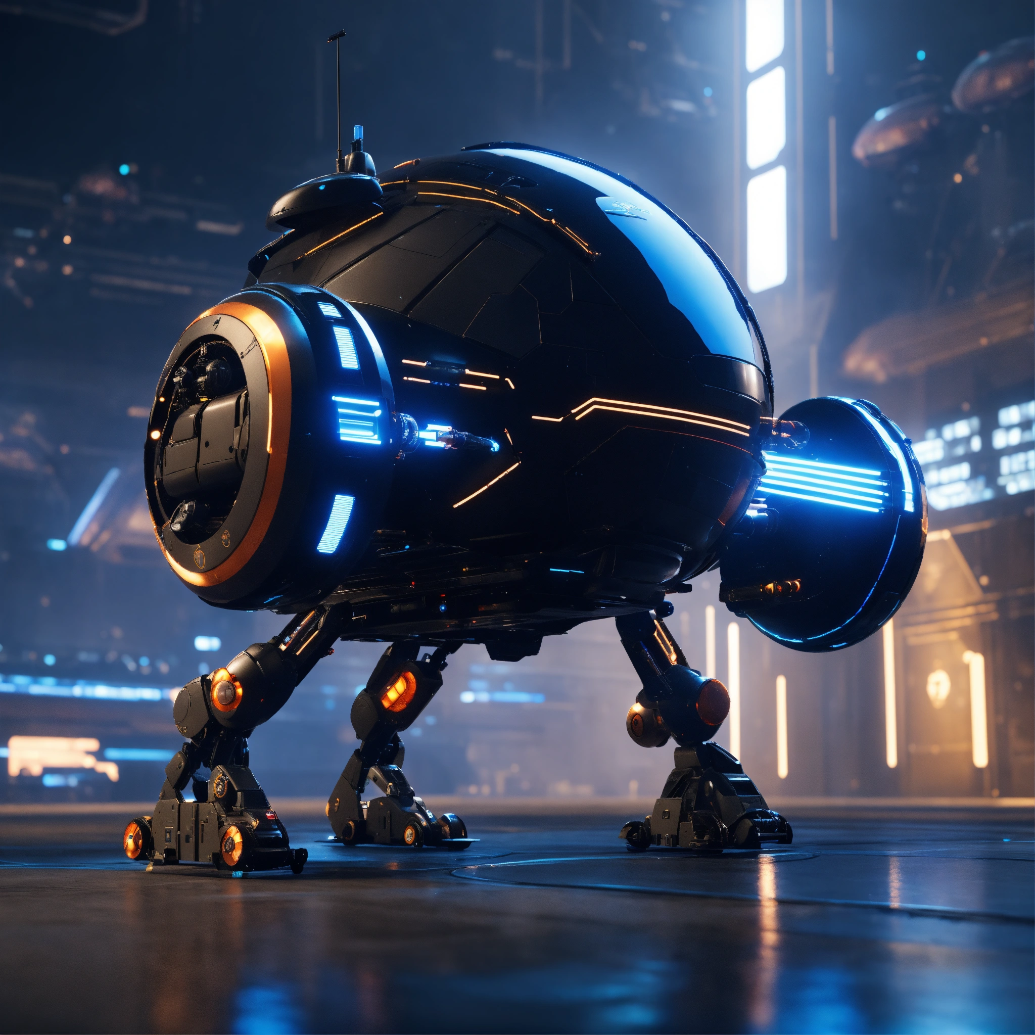 Lexica - A black small flying robotic patrol bot ready to attack in a ...