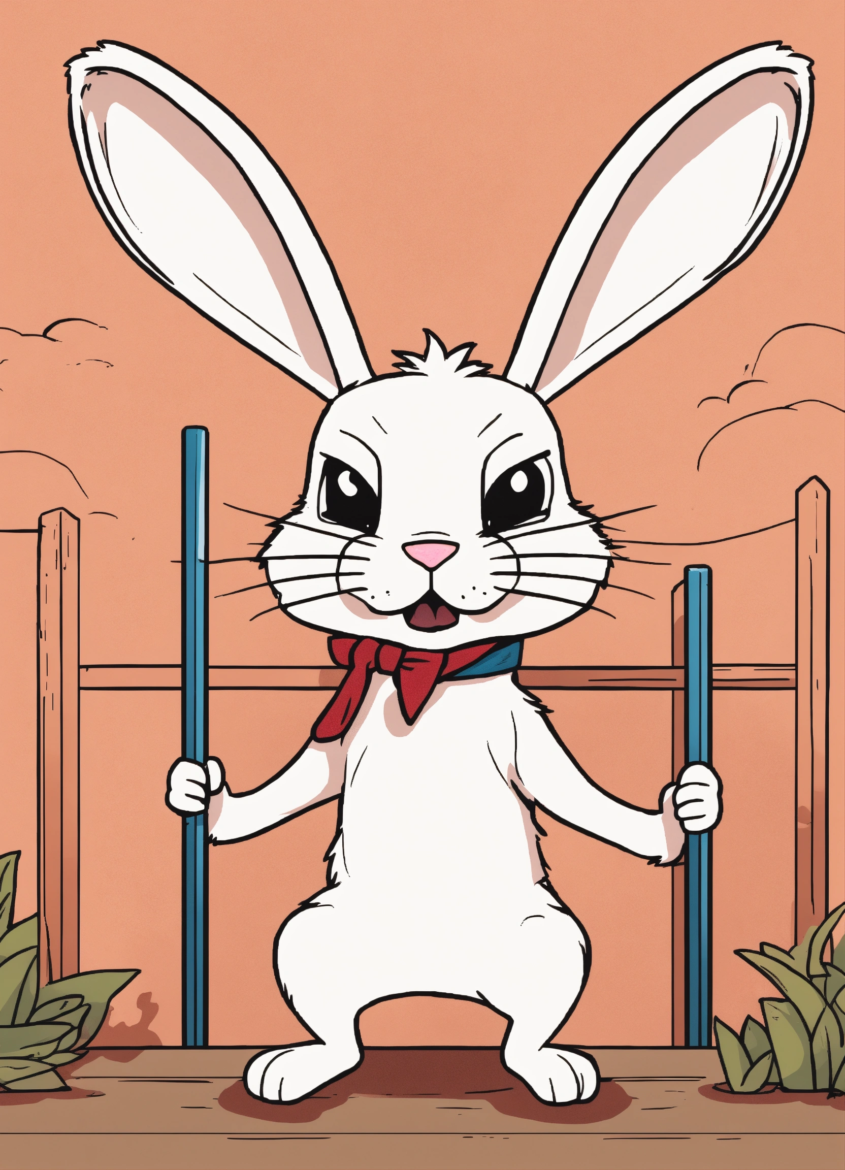 Lexica - A funny comic about an angry rabbit in a simple line style