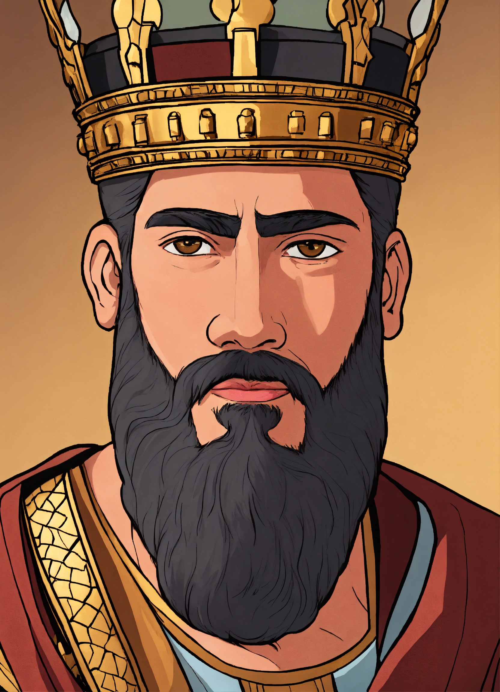 Lexica - 25 year old King Rehoboam from the bible, 2d cartoon, face closeup