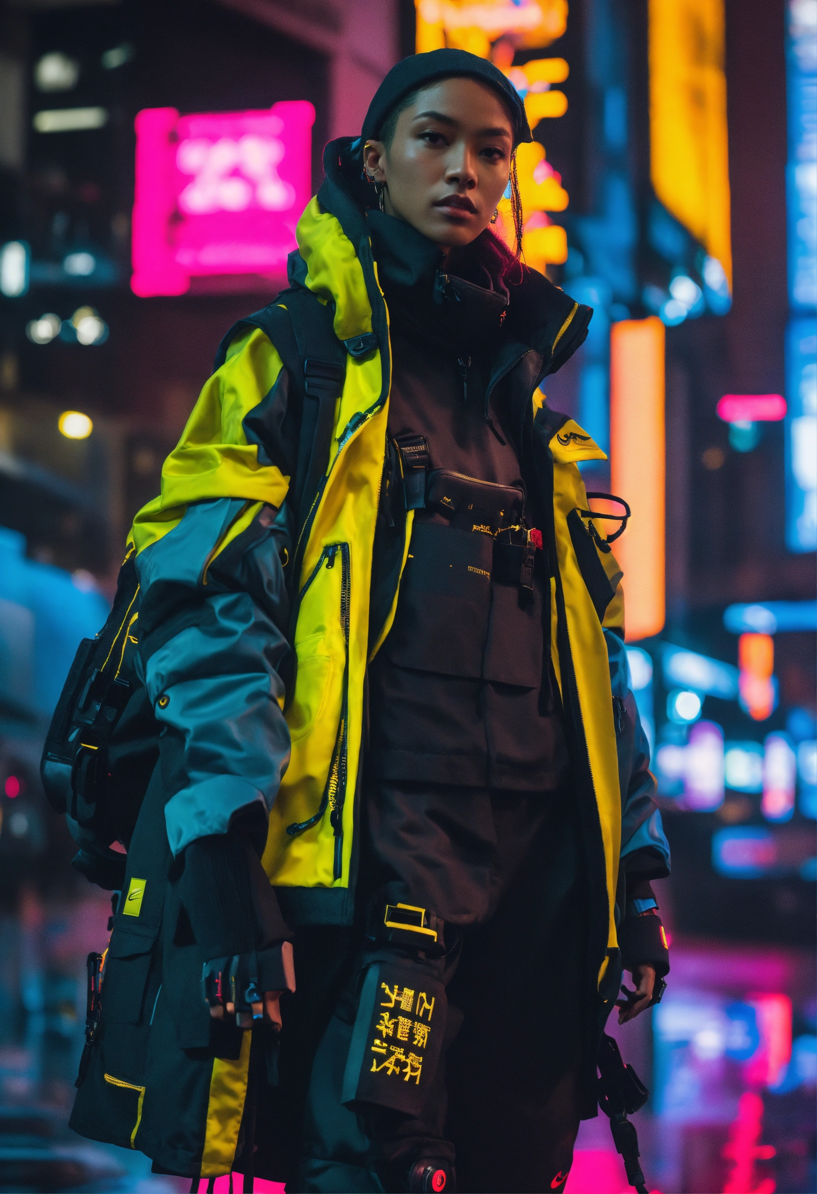Lexica - Cyberpunk techwear streetwear look and clothes, we can see ...