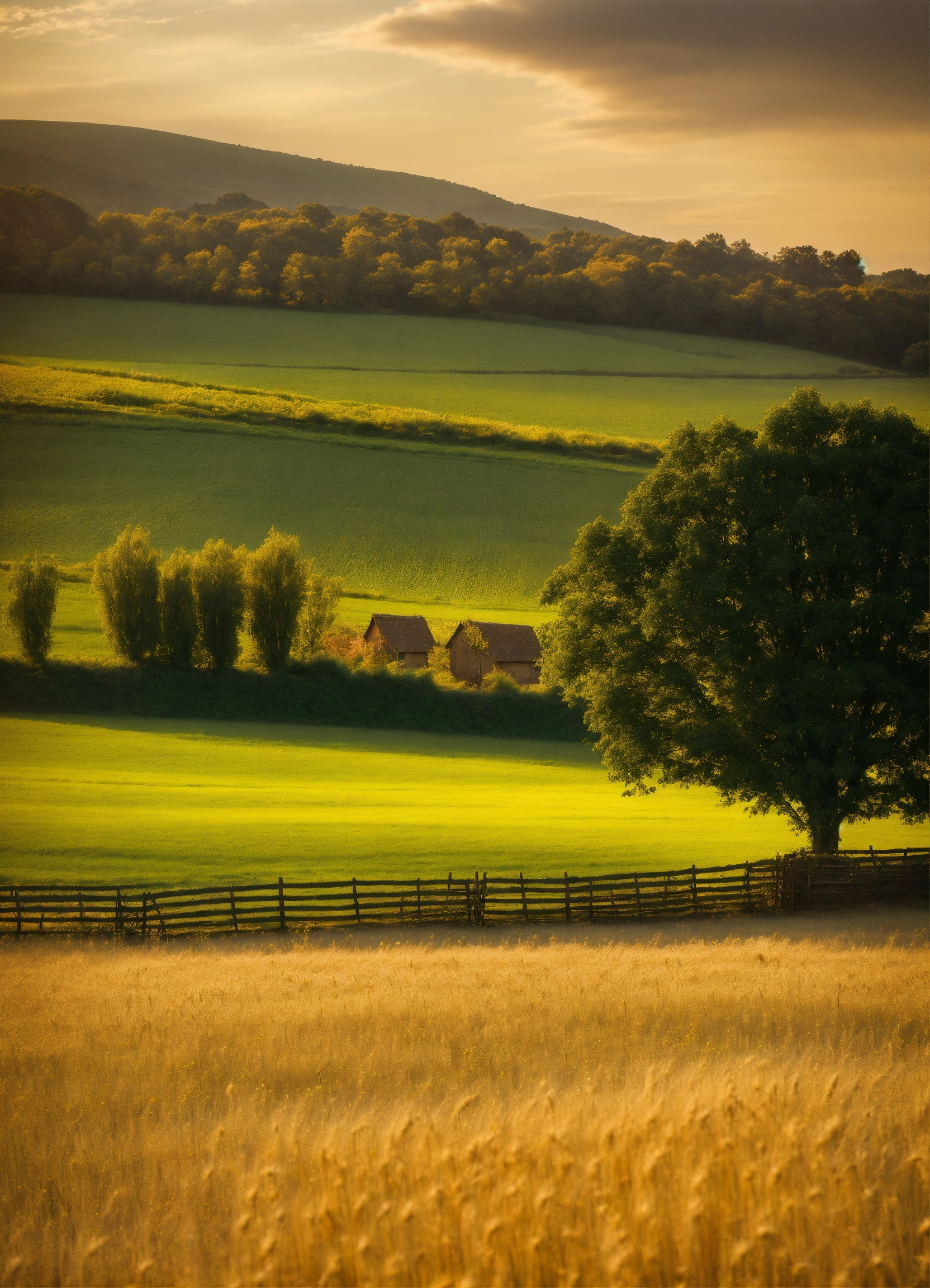 Lexica - HD Vintage Field Landscape, an enchanting scene captured in ...