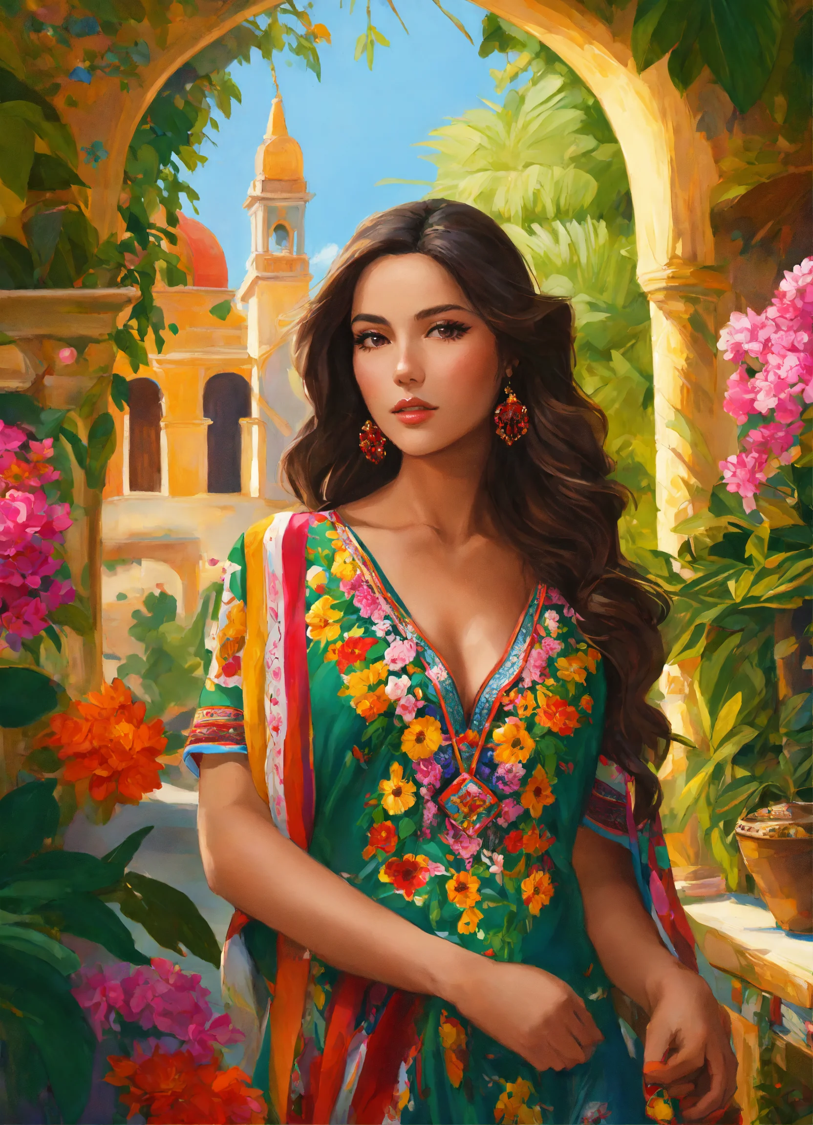 Lexica - Ultra hd modest fashion brunette woman in latin america