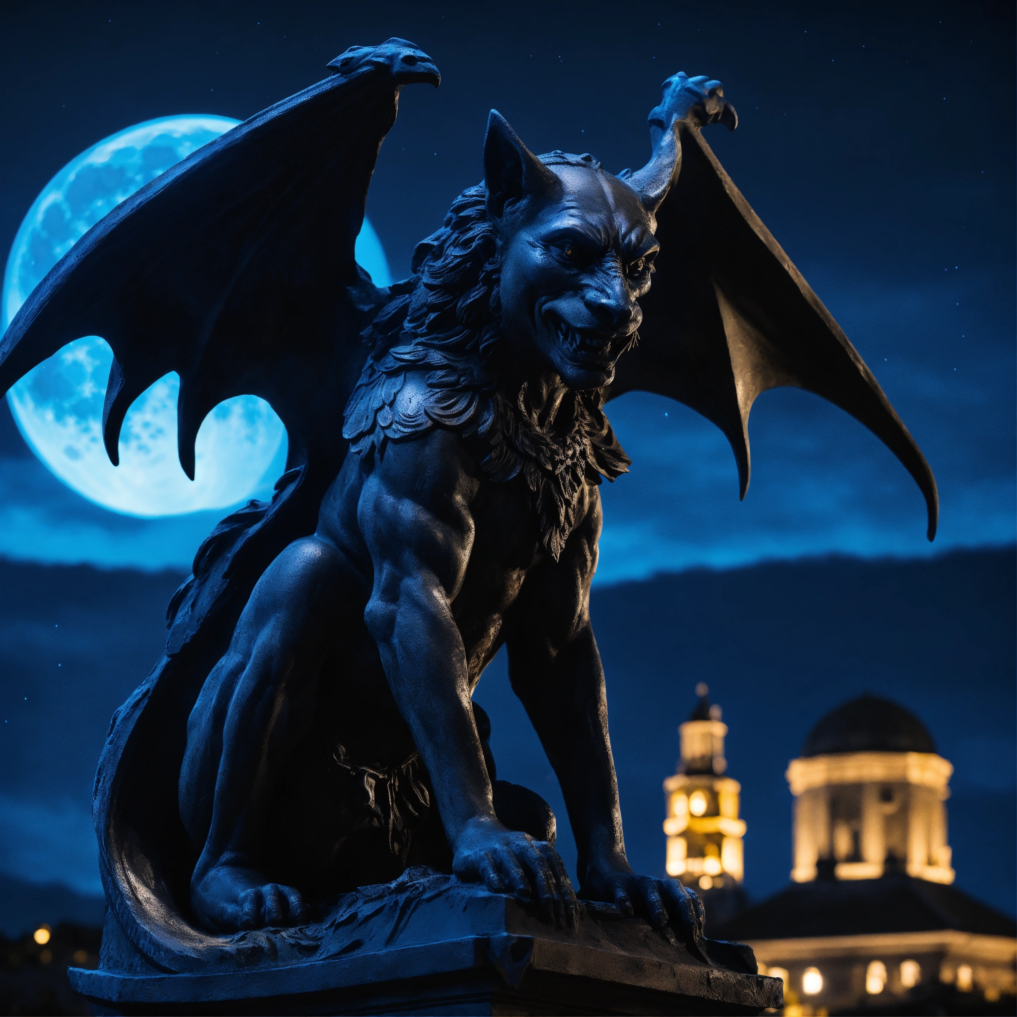 Lexica - A black obsidian statue sinister in nature of a gargoyle hyper ...