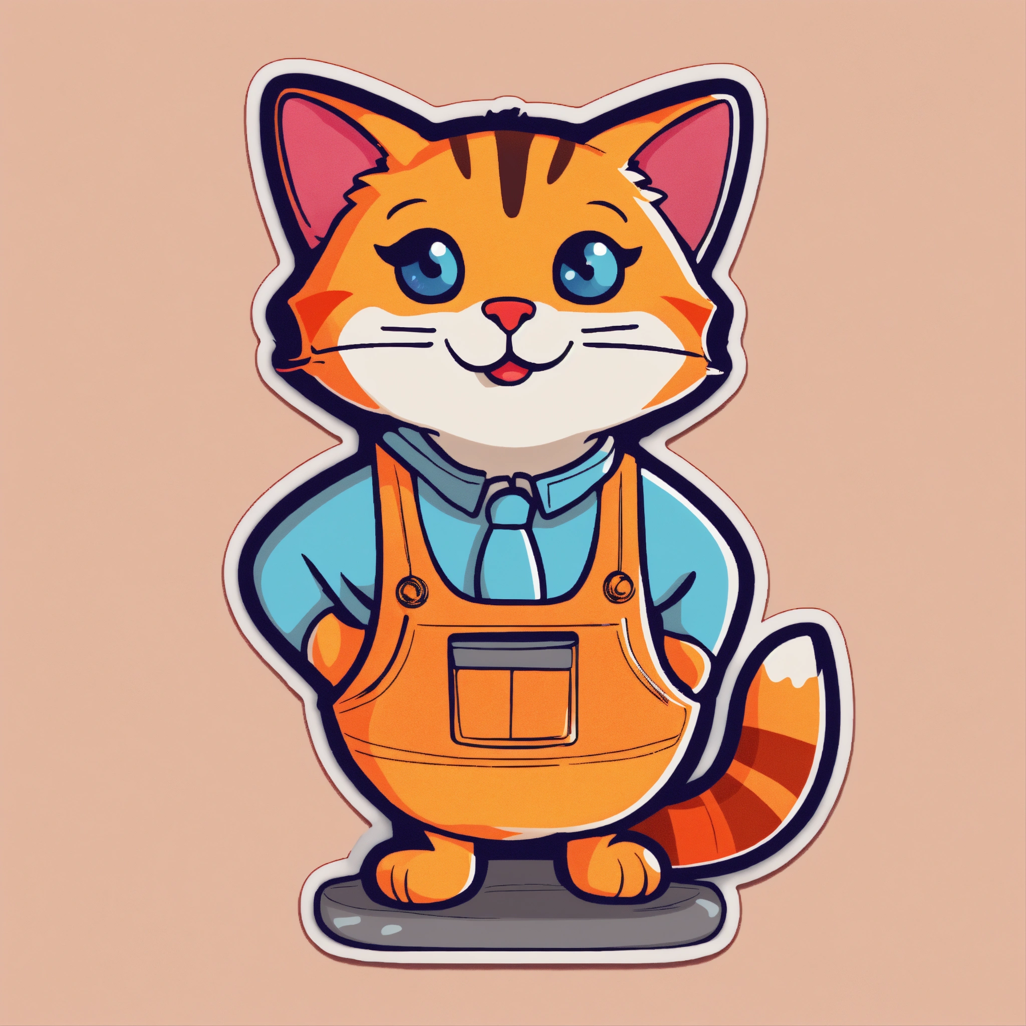 Lexica Cat pet shop worker, cheerful, friendly, bright, simple