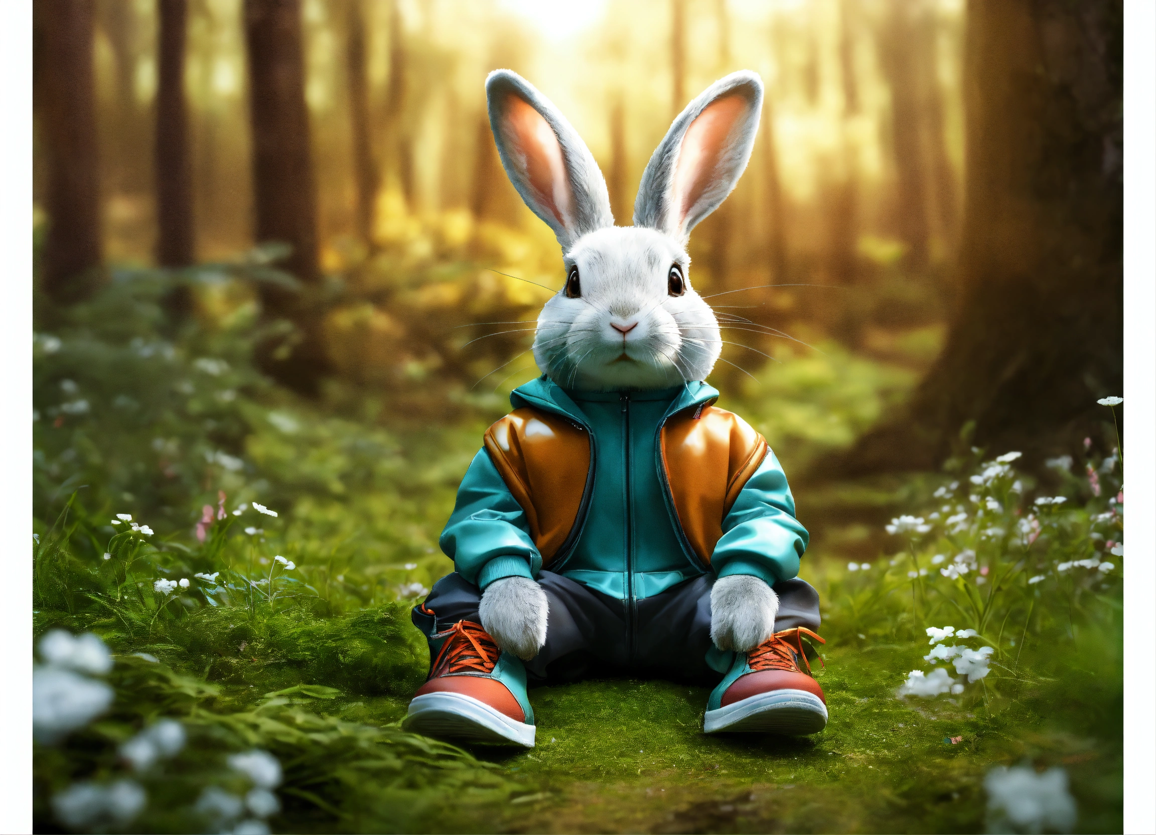 Lexica - N the picture, you can see a rabbit in a frontal view, sitting ...