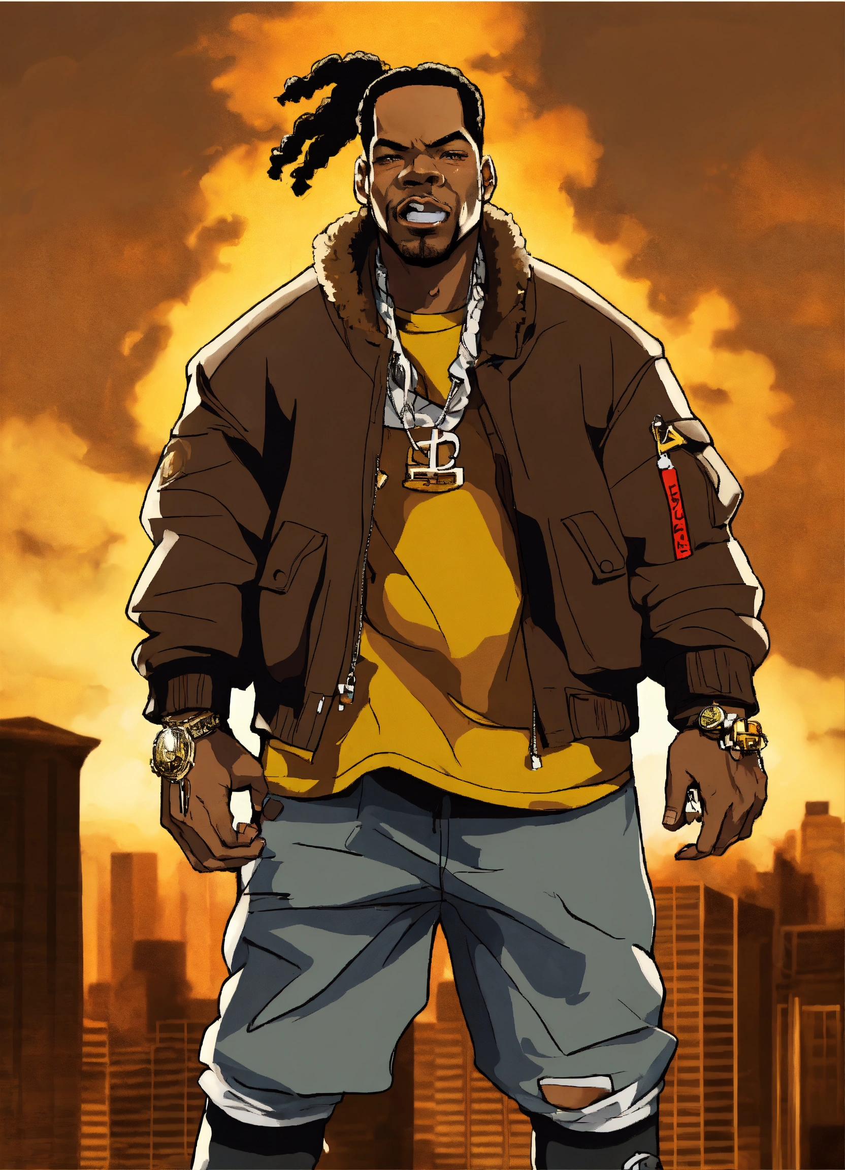 Lexica Hip hop art style busta rhymes boondocks full body