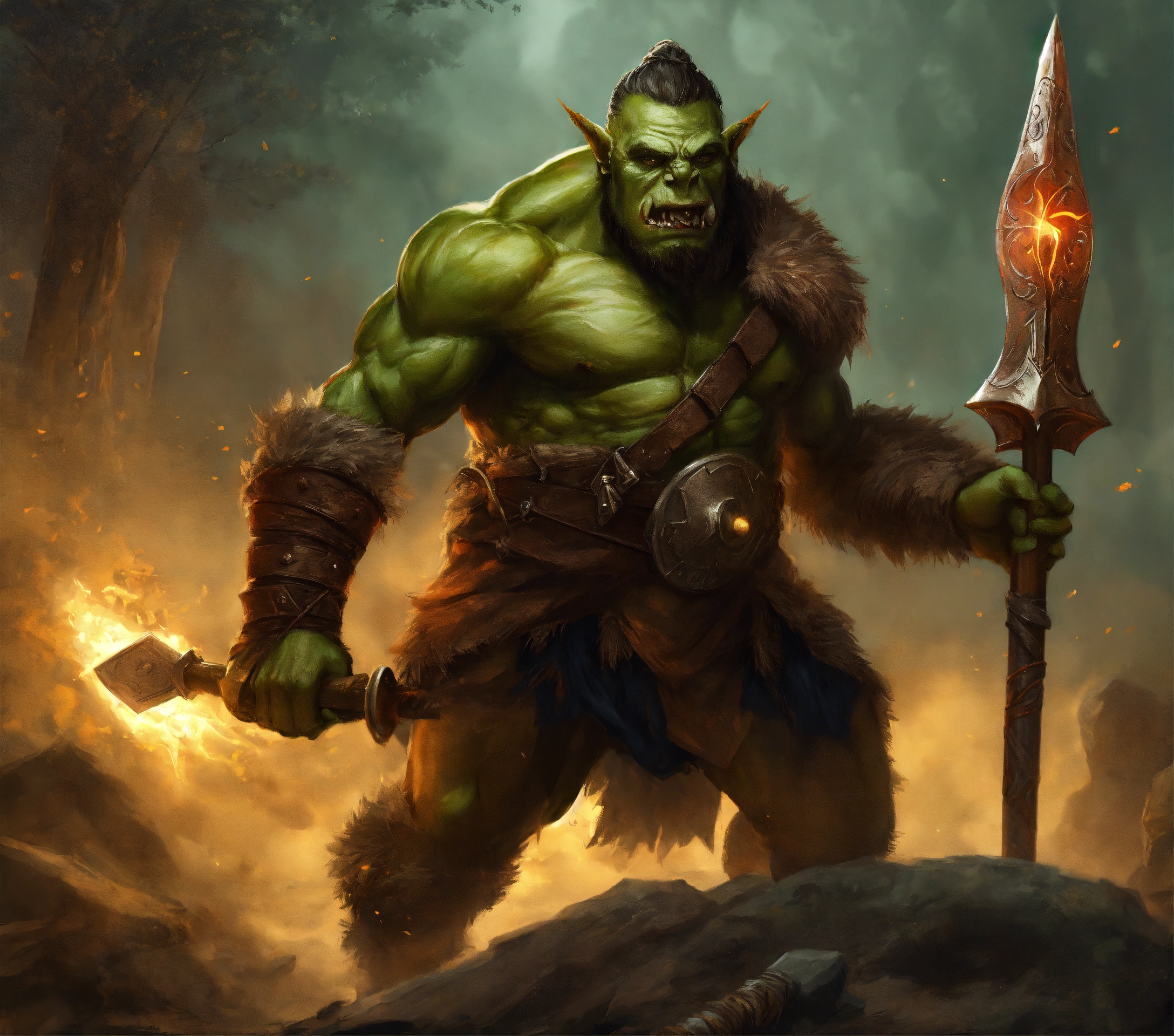 Lexica - Orc fighting with a healing staff, digital painting ...
