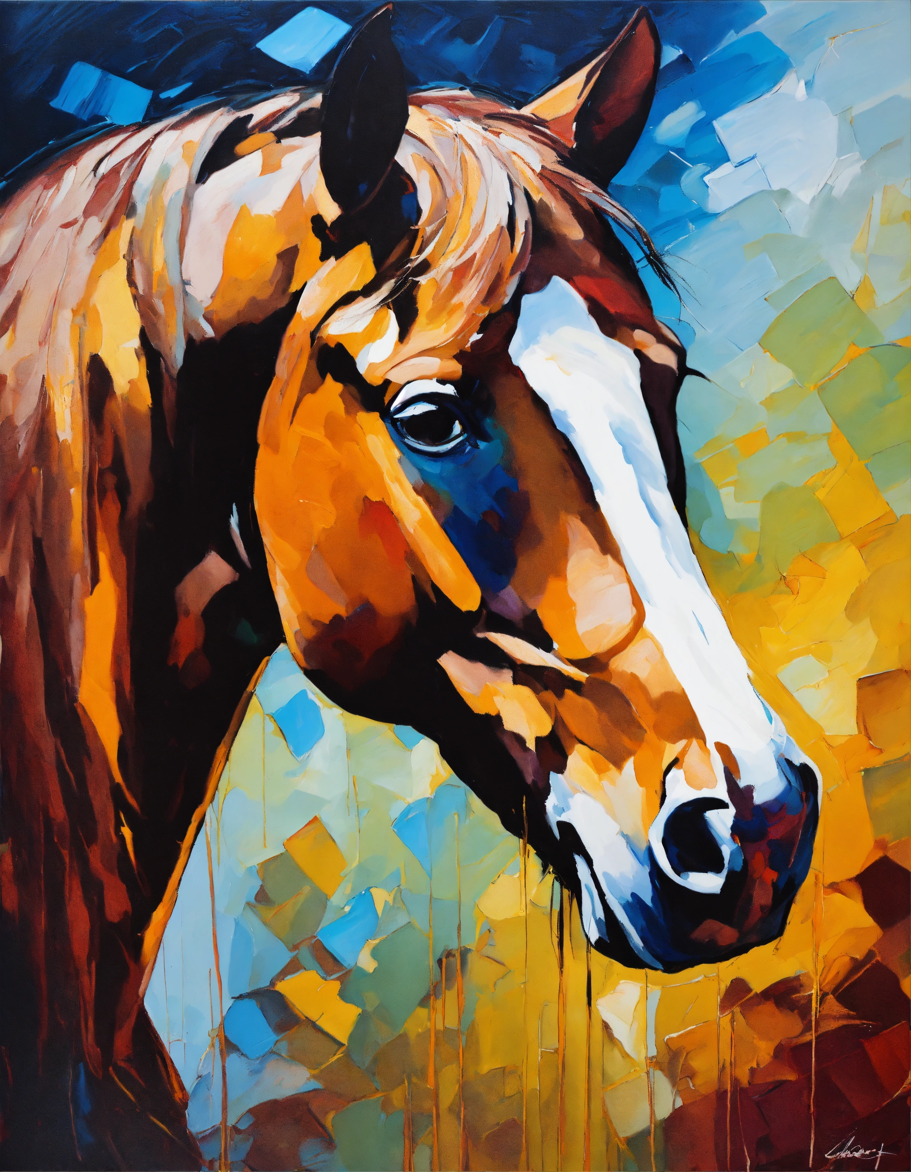 Modern abstract and figurative paintings, La escort shops modern painting battle scene with horses and swords pop art with bold and lively colors.