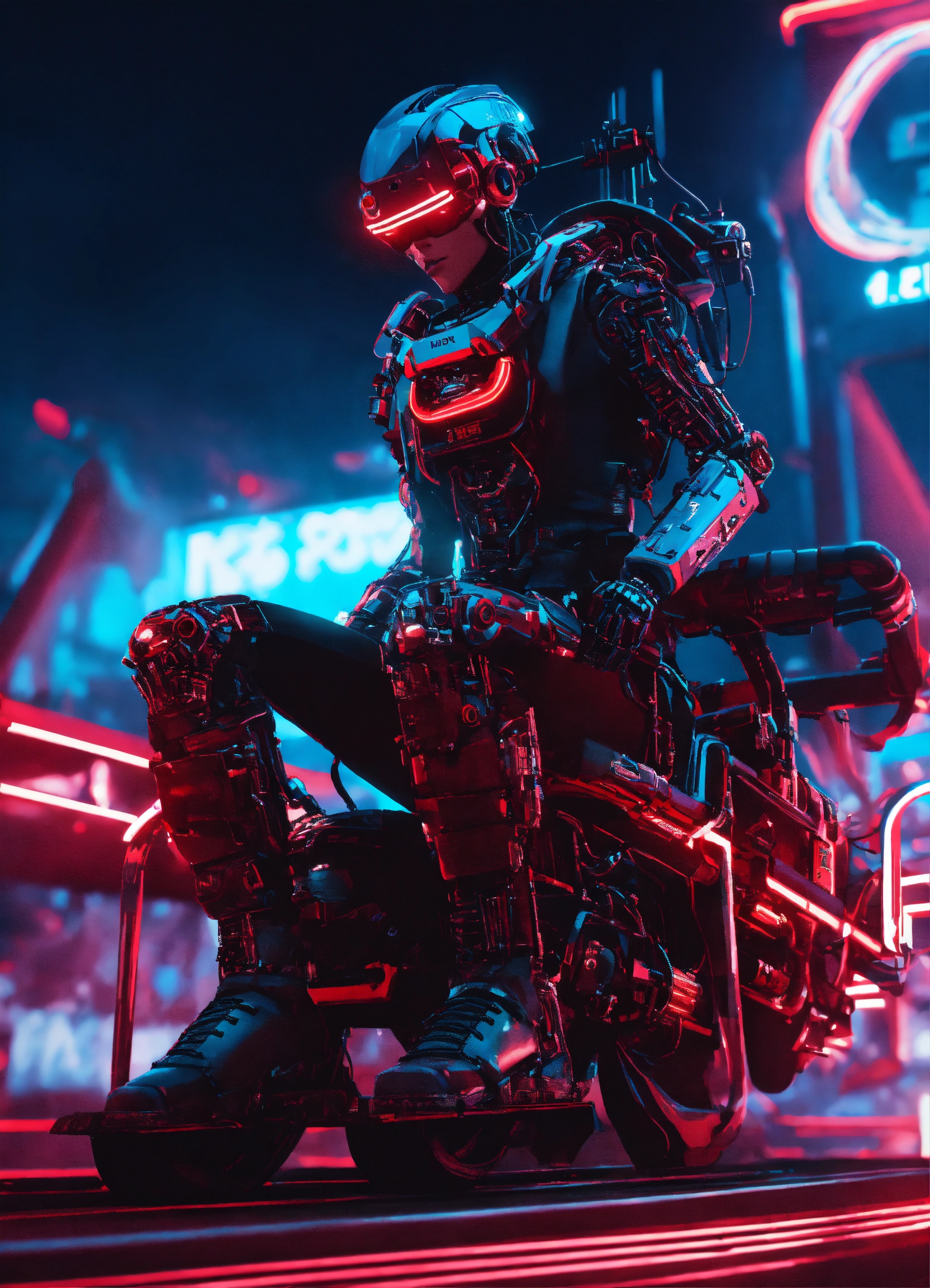 Lexica - Dark aesthetic, a robot punk cyborg ride a roller coaster, in ...