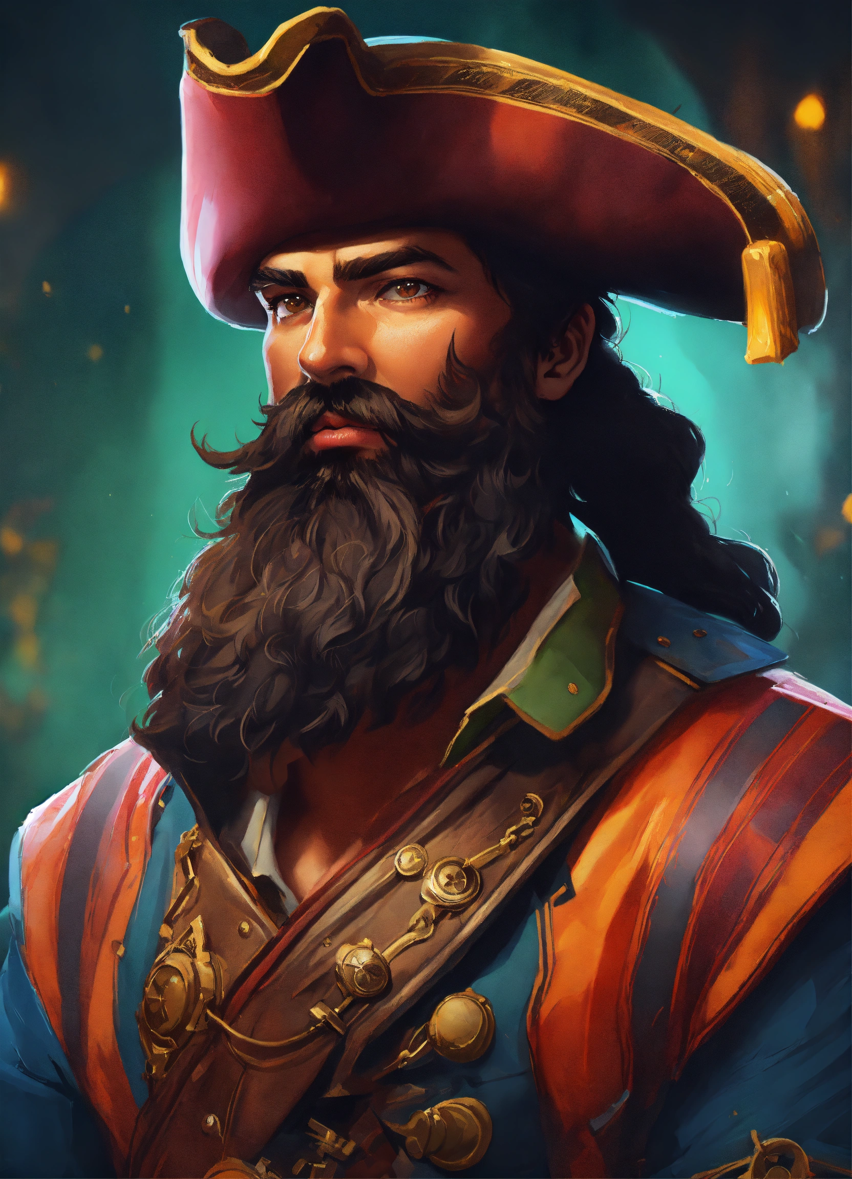 Lexica - Blackbeard, volumetric realistic cartoon oil paint, 2D ...