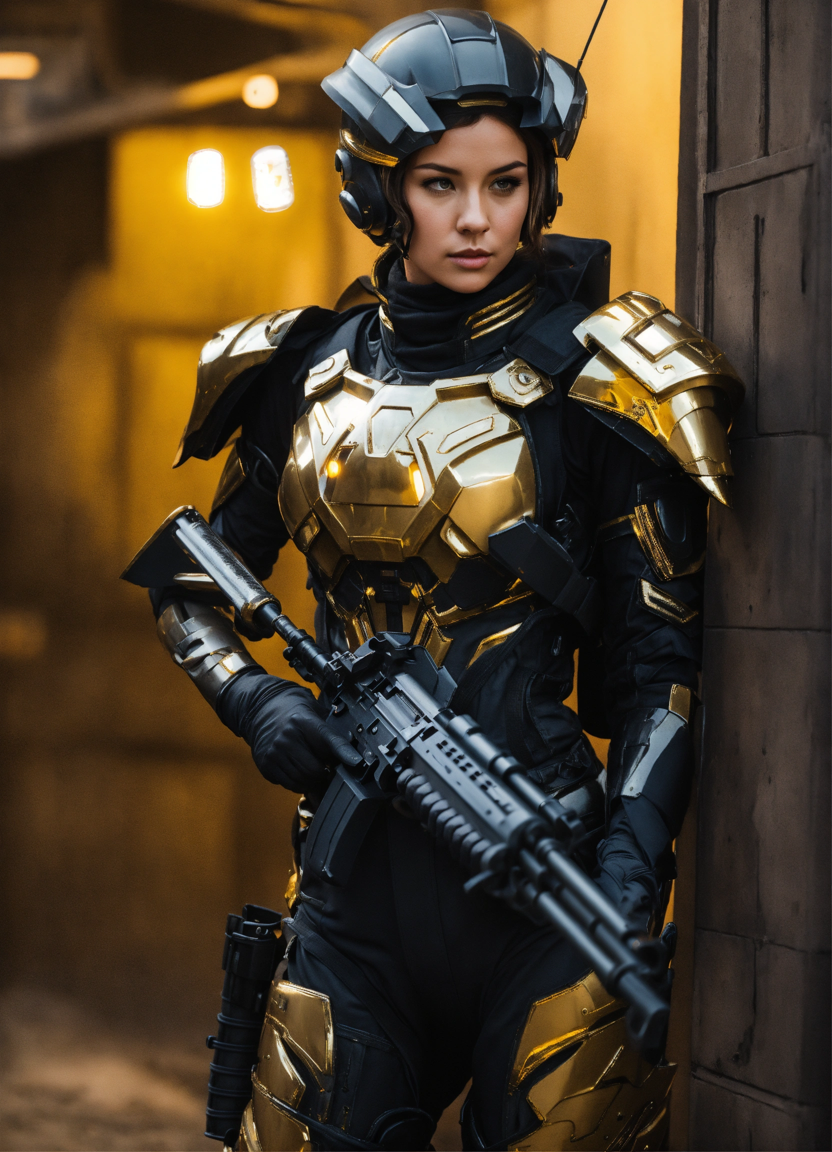 Lexica - Full body of a human sci fi soldier wearing heavy sci fi elven ...
