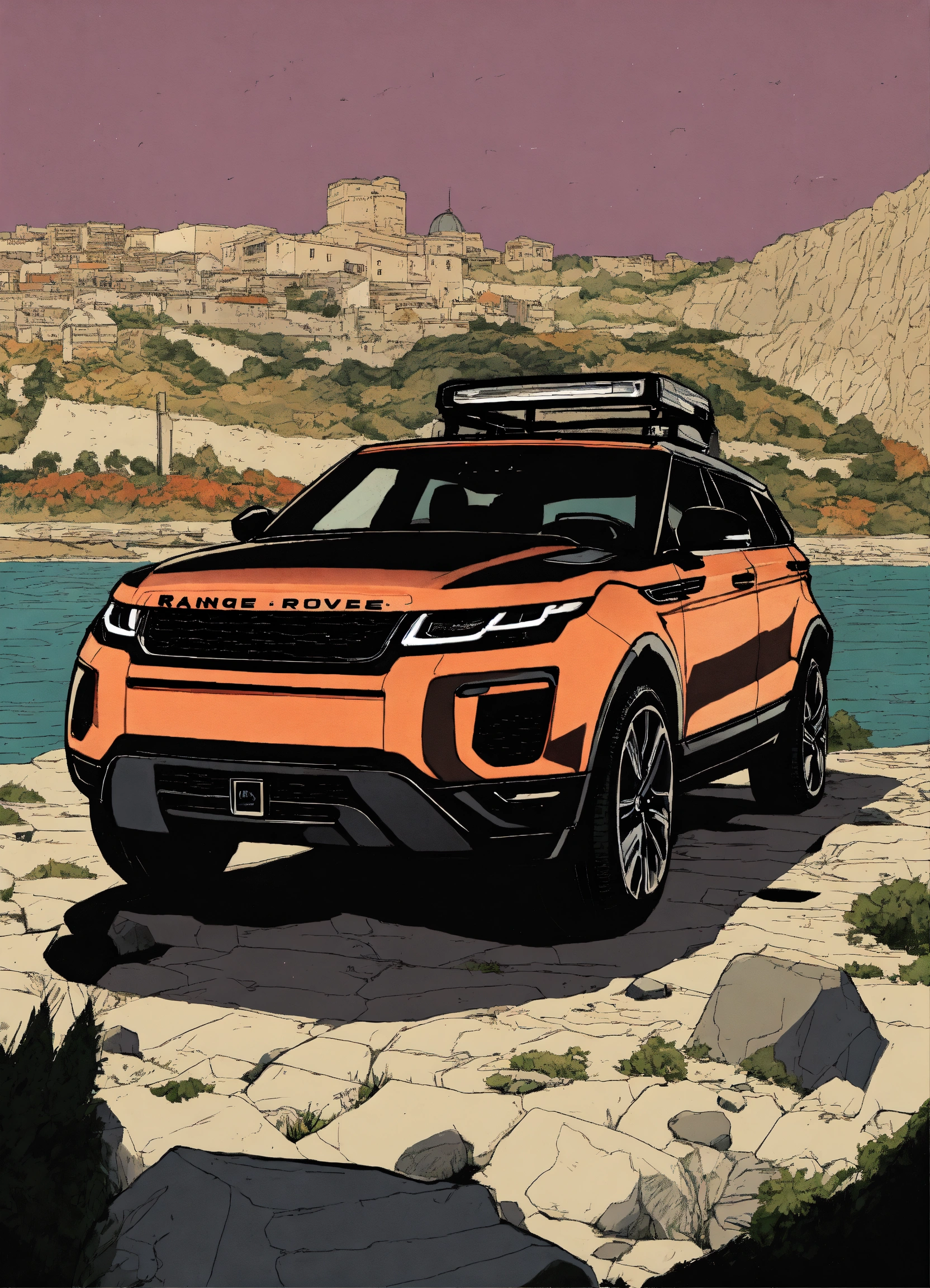 Lexica - Detailed pen and ink illustration of Range Rover Evoque 2022 ...
