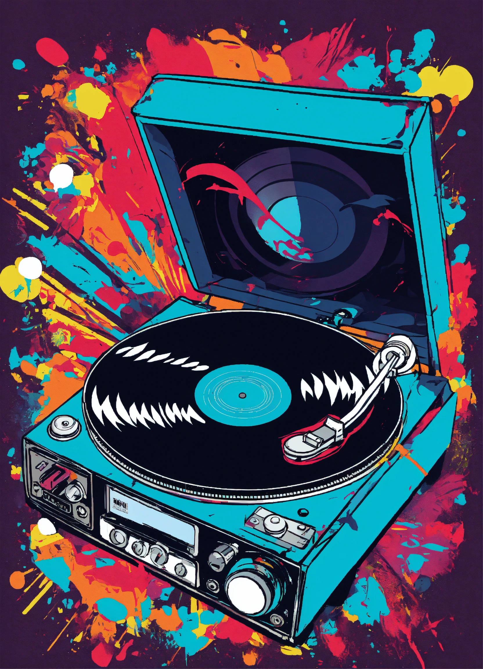 Lexica - Print ready vector t-shirt design, illustration of a turntable ...