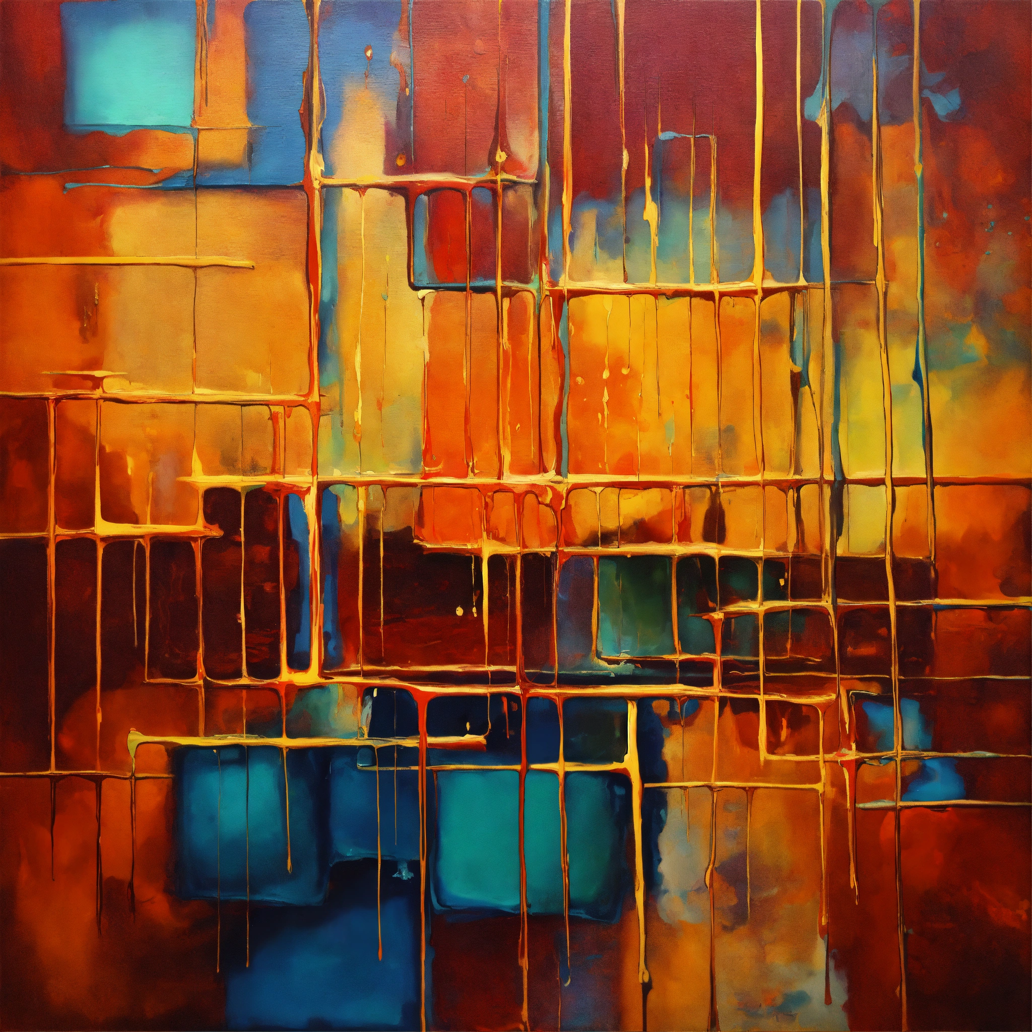 Lexica - Abstract rectangles colorful with ragged edges perspective oil ...