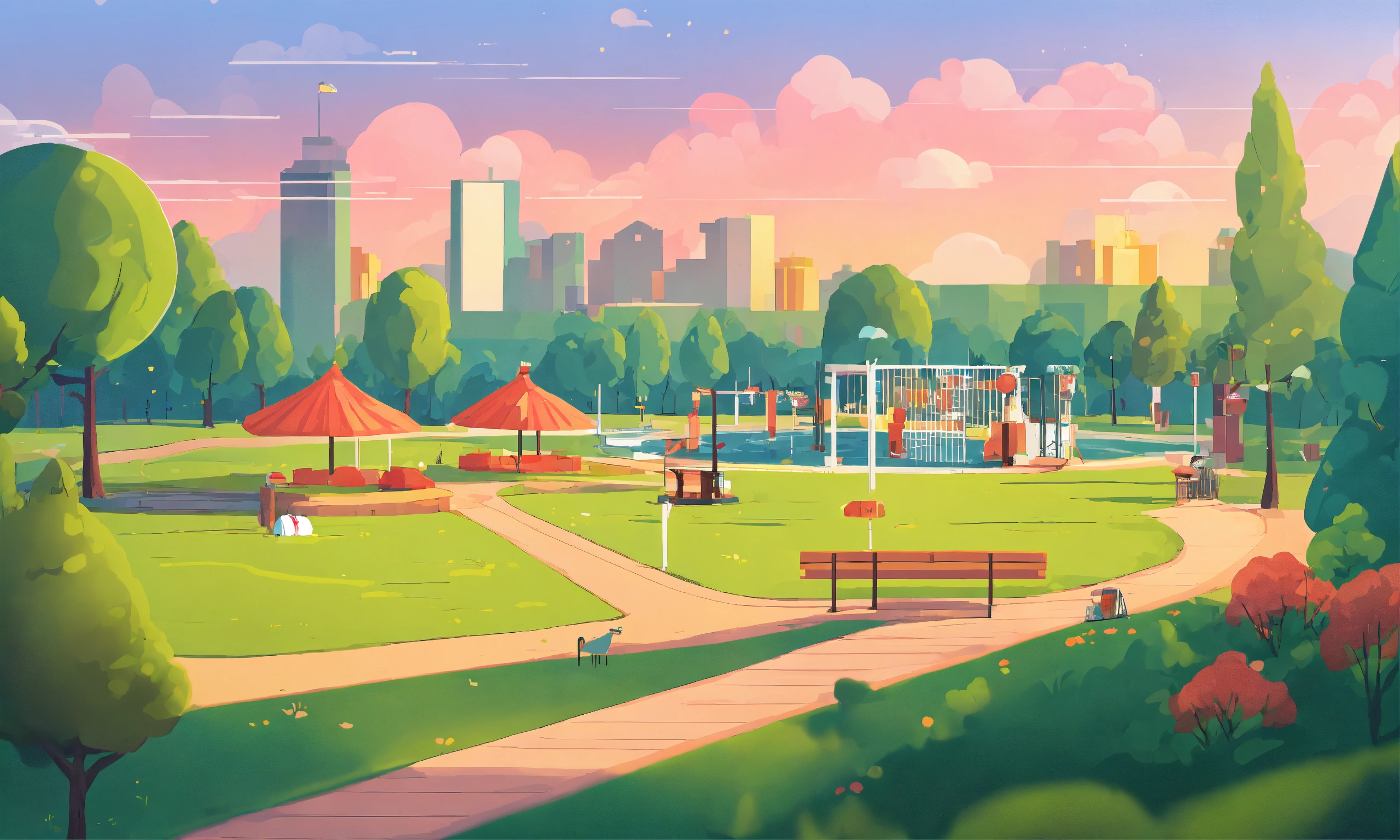 Lexica - Park, 2d, flat design, cartoon