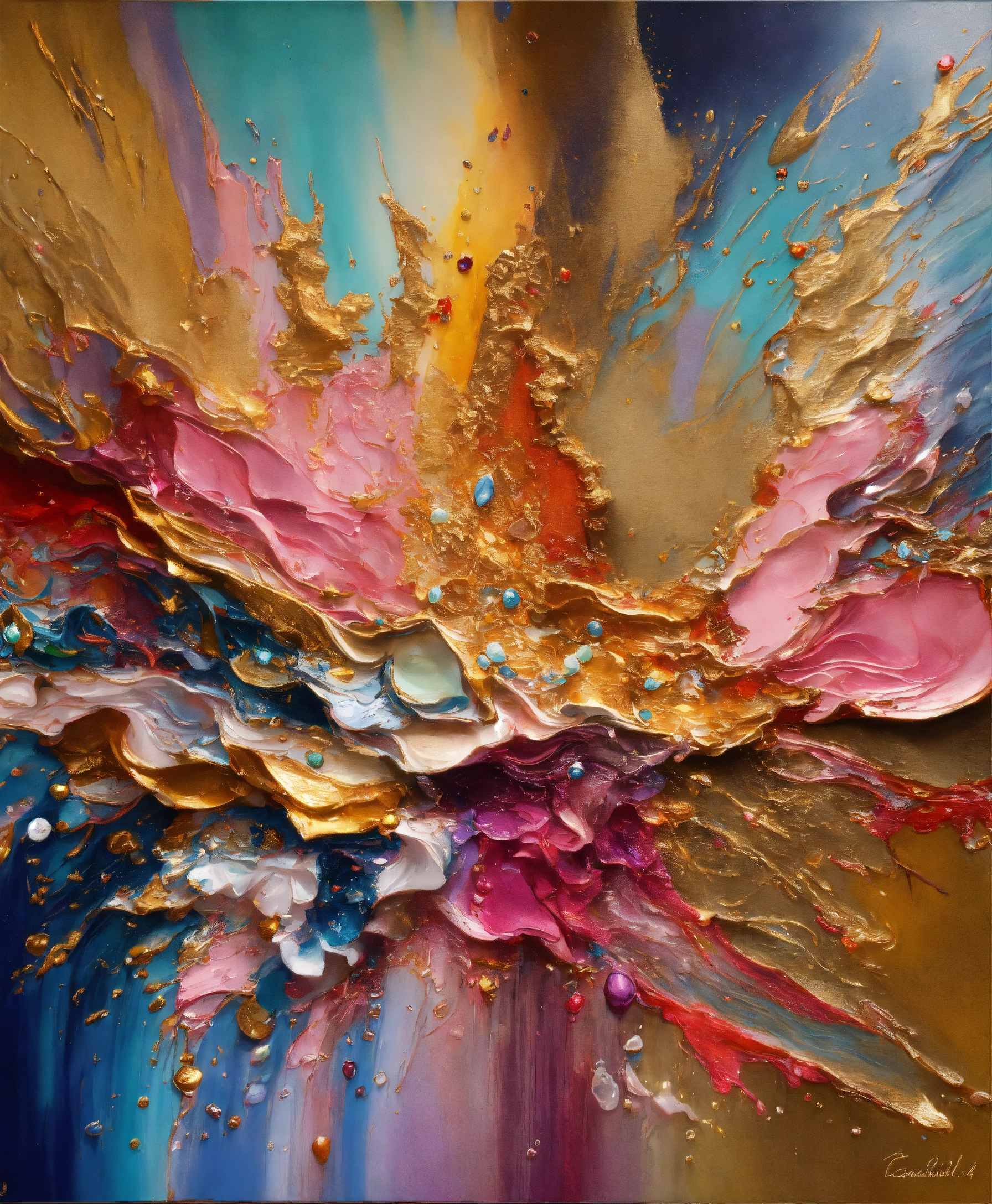 Lexica - Colorful abstract painting oil and water complex complicated ...