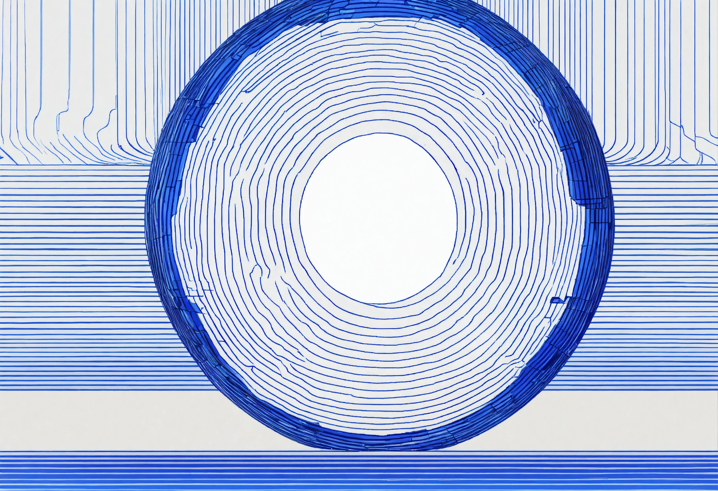 Lexica - Blue sphere, ball, line art, on white background