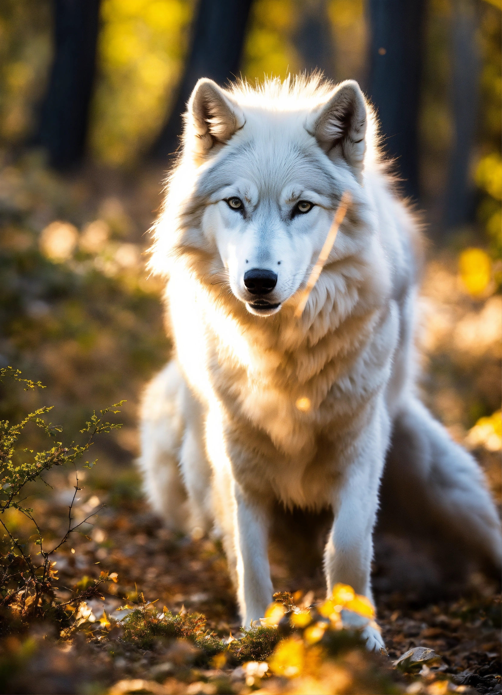 Lexica - A white wolf with a black spot on its chest, spreading out in ...