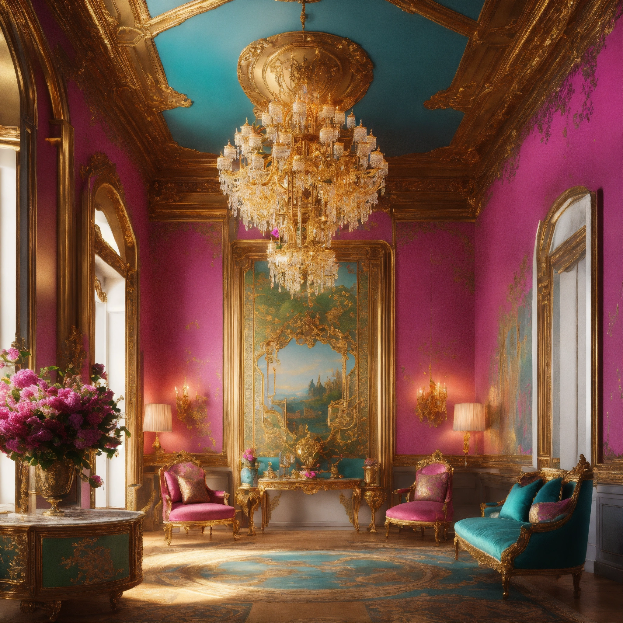 Lexica - Futuristic beautiful French mansion interior sitting room ...