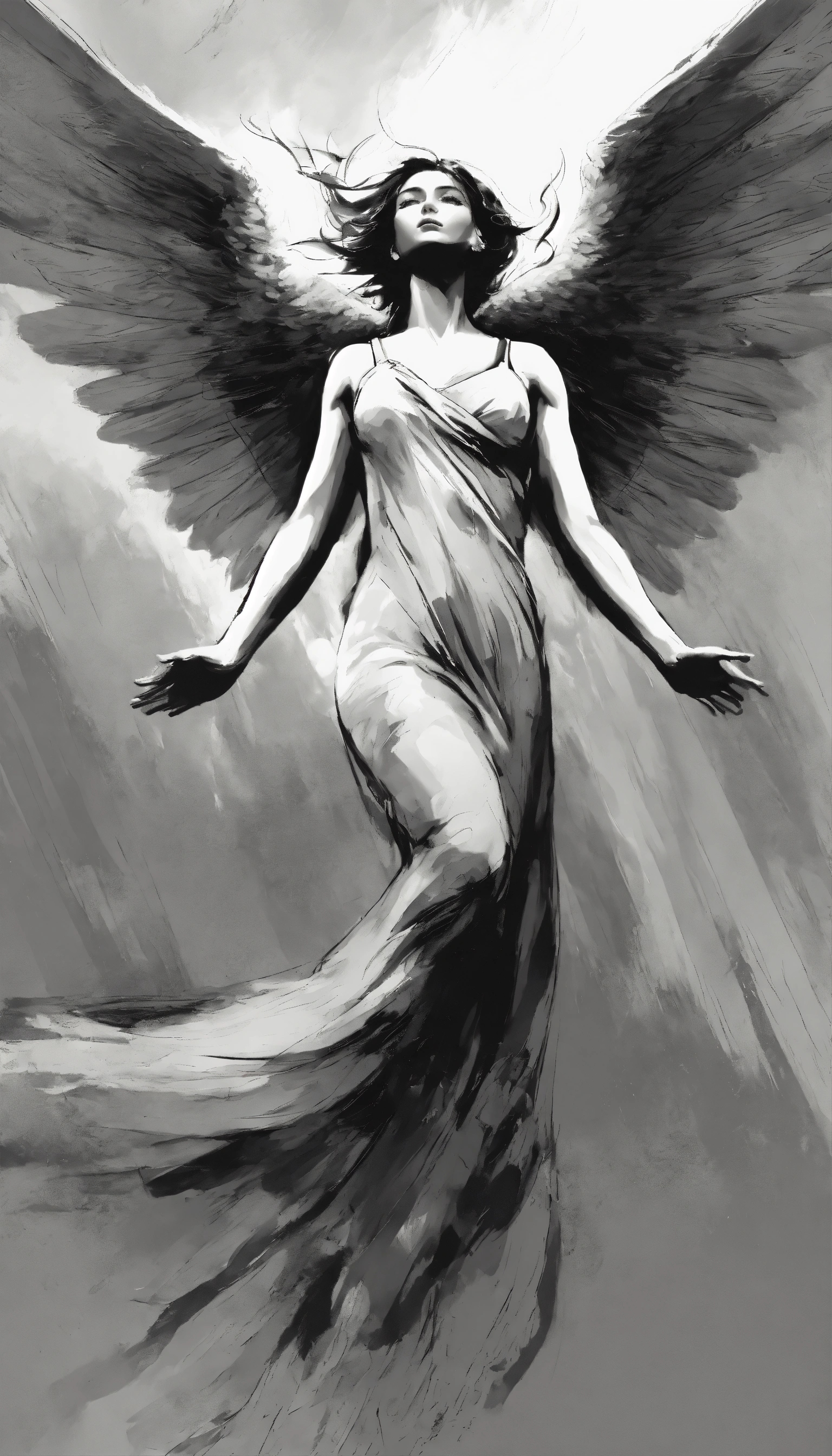Lexica - Angel in flight dynamic pose, simple stile, texture painting ...
