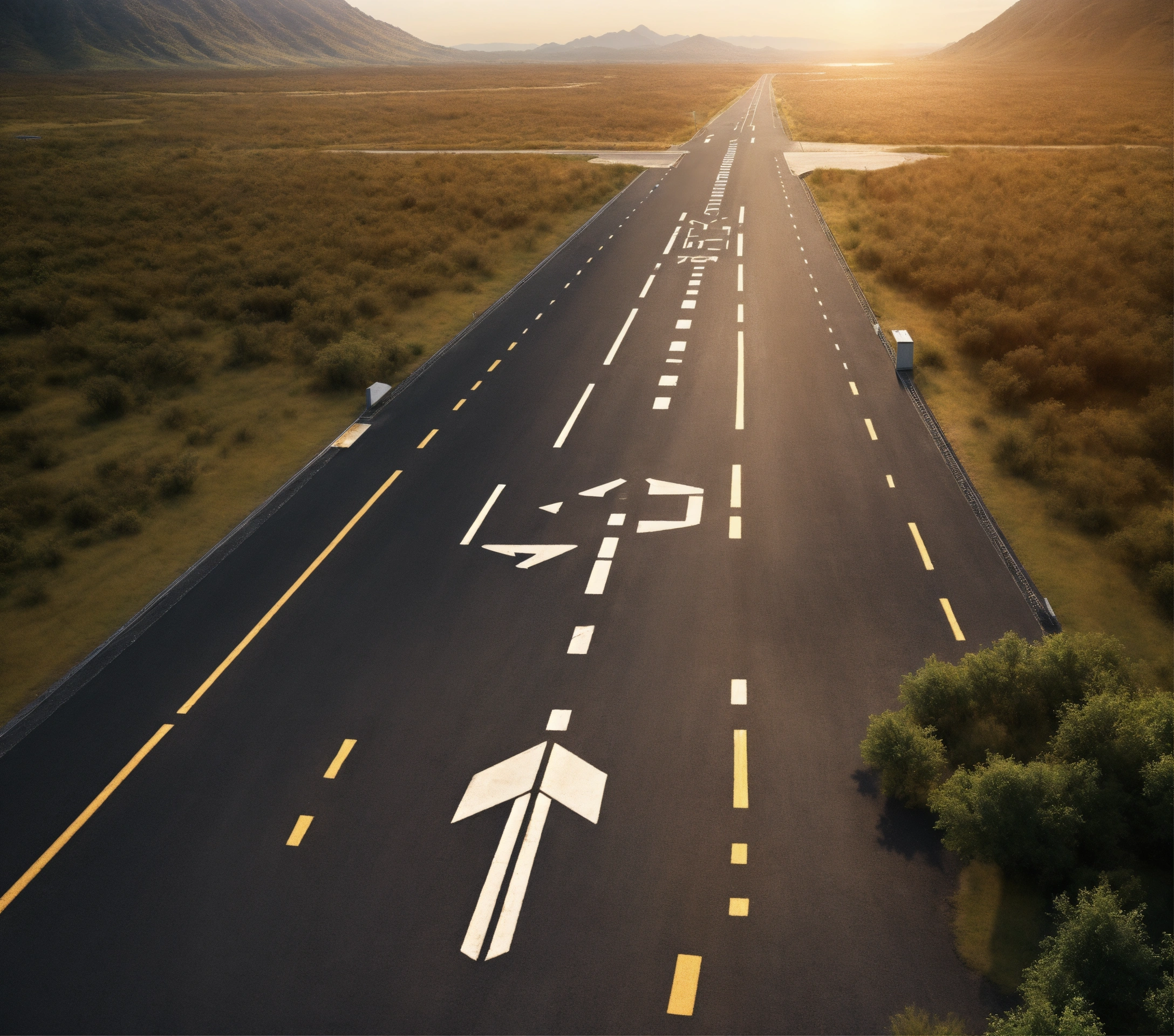 Lexica - Runway in the shape of an arrow, the runway goes up, asphalt ...