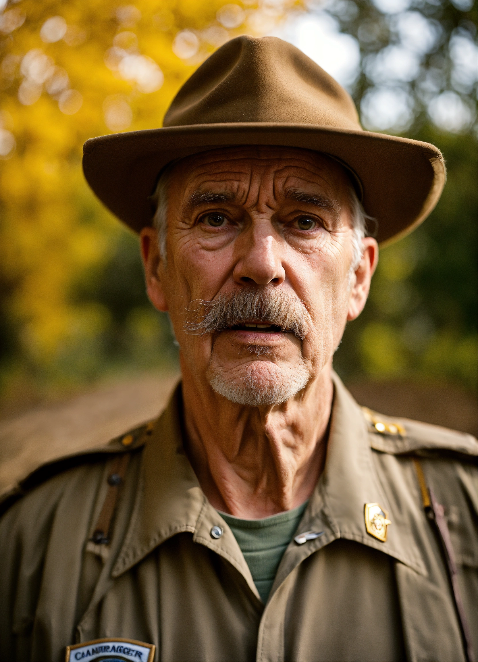 Lexica - Scared unique expressive old park ranger canadian man casually ...