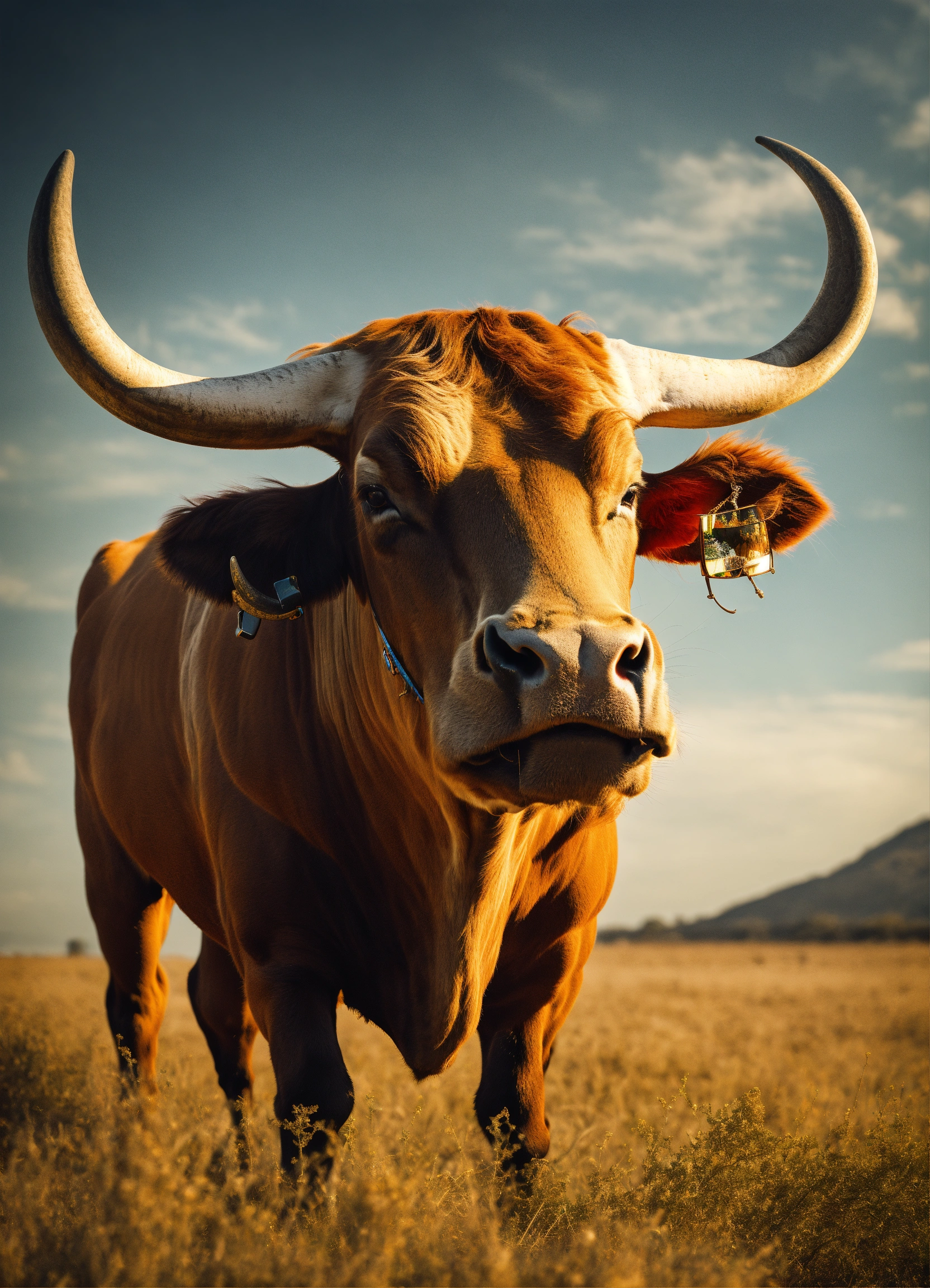 Lexica - A riped bull that flexes his arms and wearing sunglasess