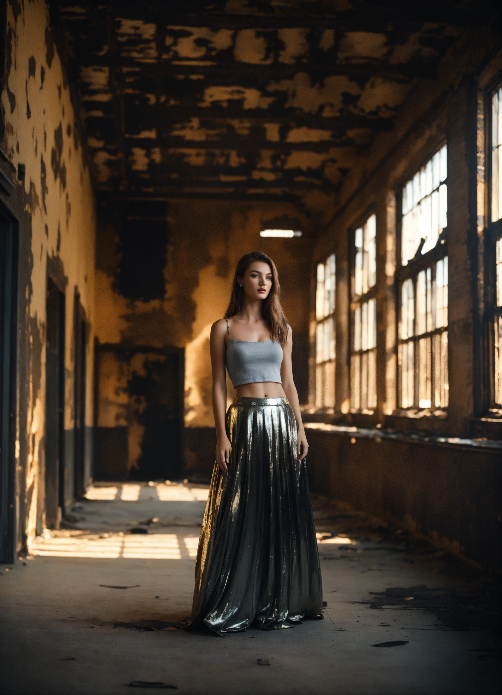 Lexica - Half-Russian, Half-German supermodel, in metallic skirt, in a ...