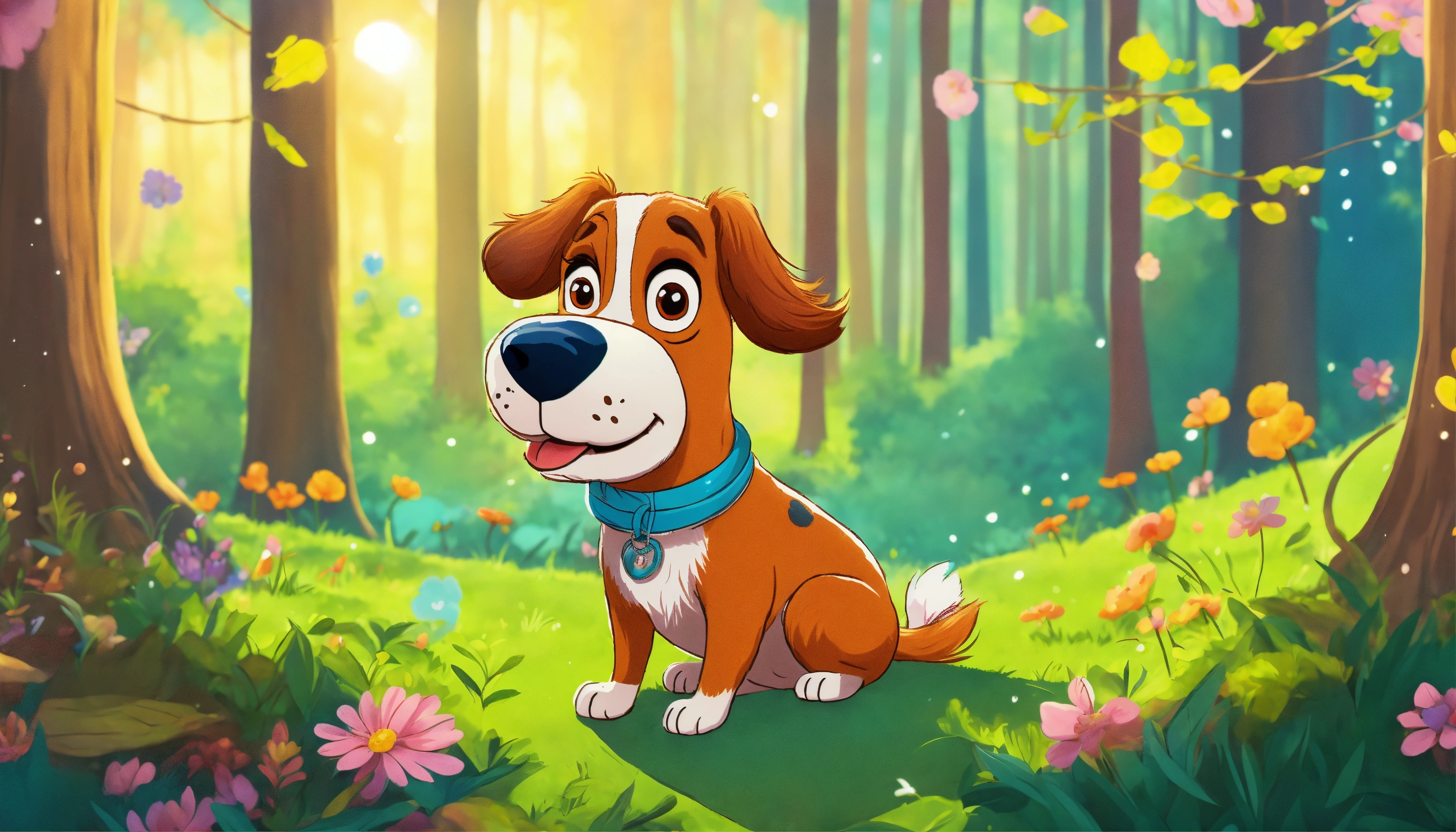Lexica - Cartoon style upset hair and a friendly dog in the spring ...