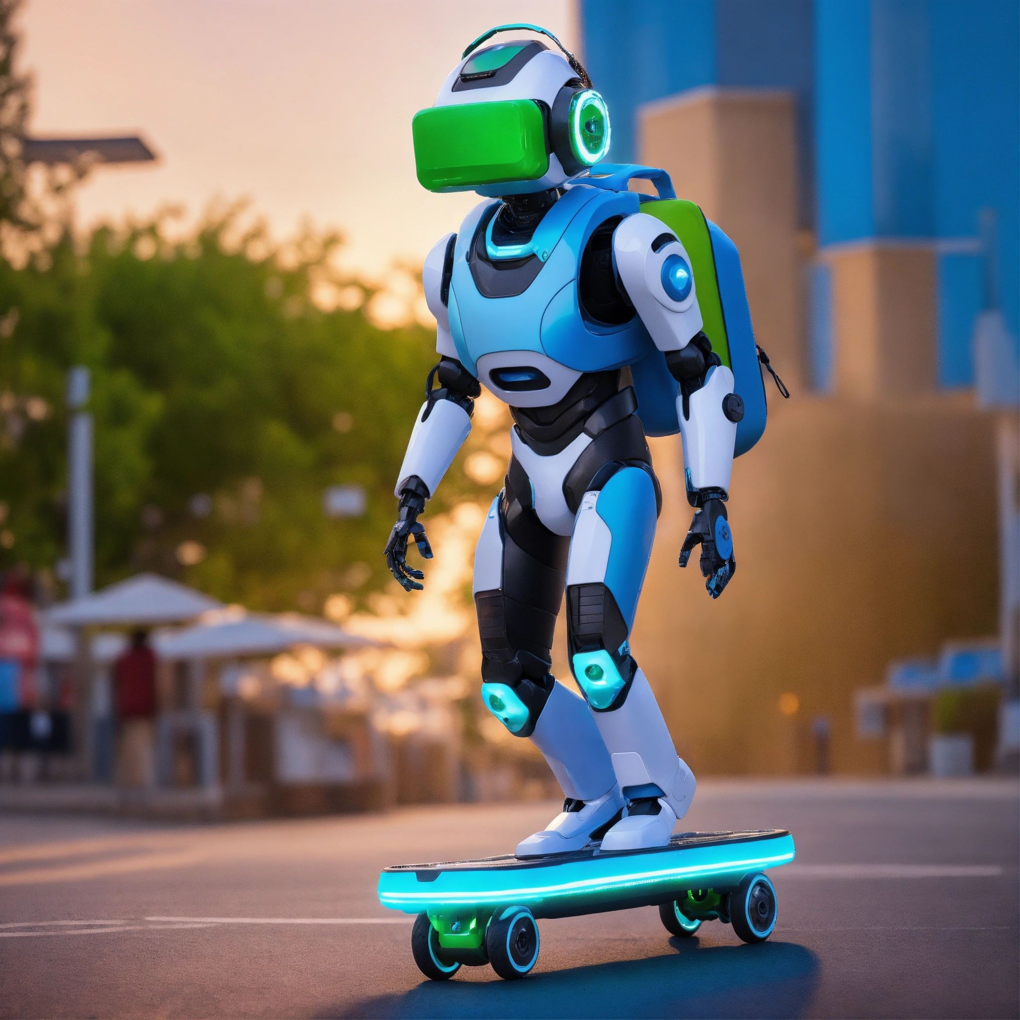 Lexica - A passionate male robot on hoverboard, realistic man face ...