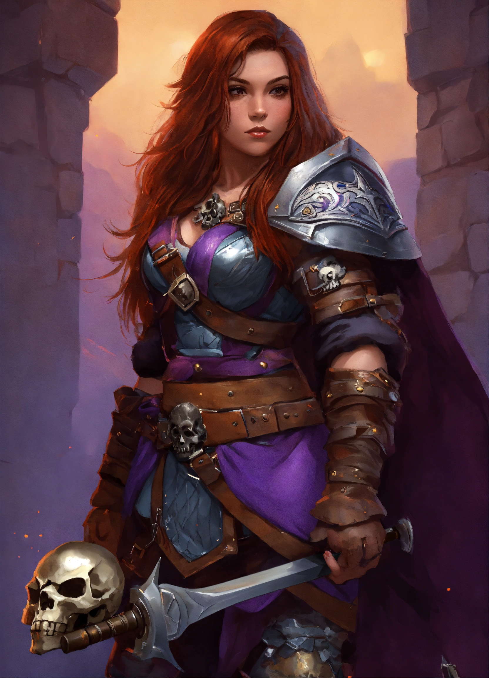 Lexica - Female hill dwarf with long purple brown hair in armor ...