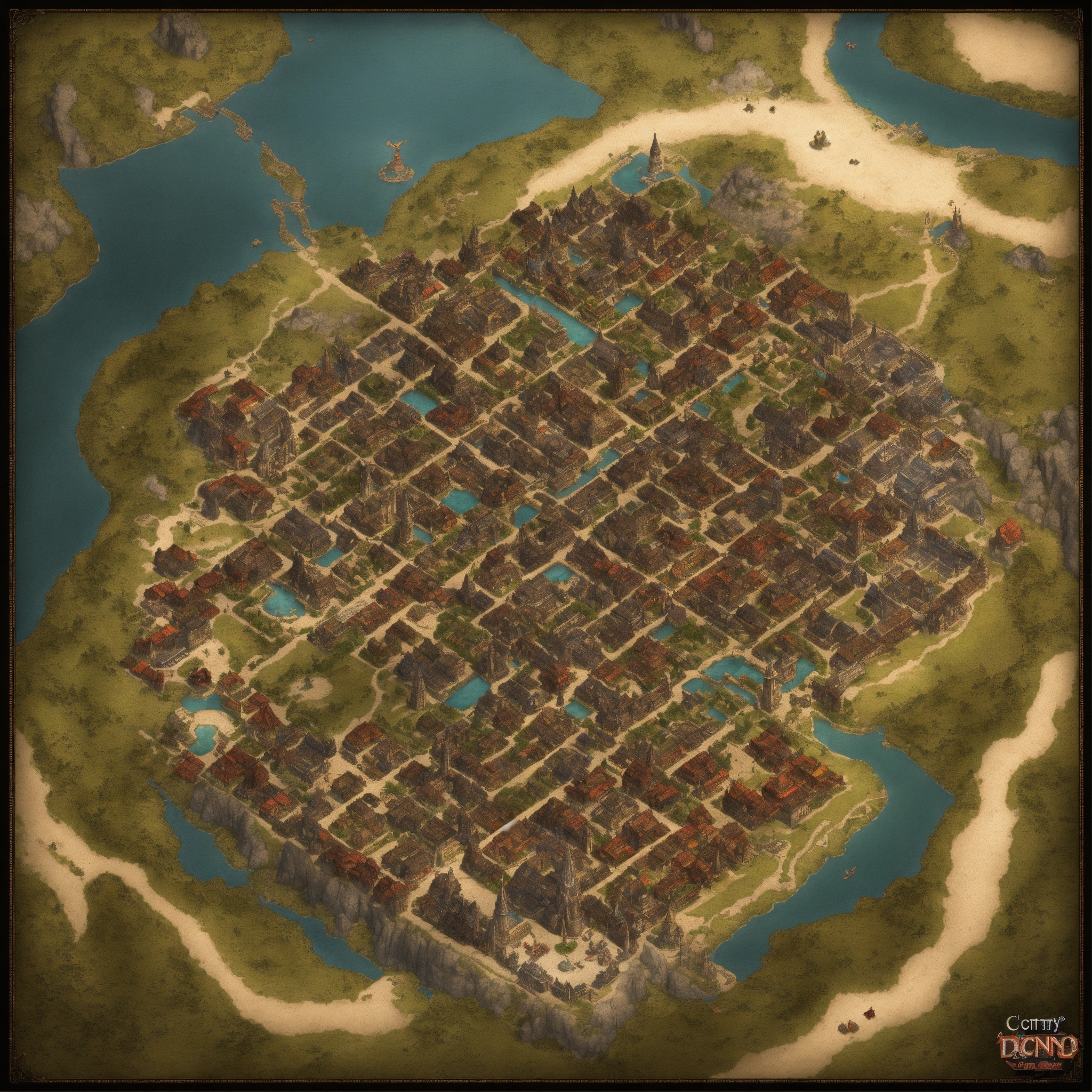 Lexica - Dnd city map. D&D, fantasy, cinematic, map view