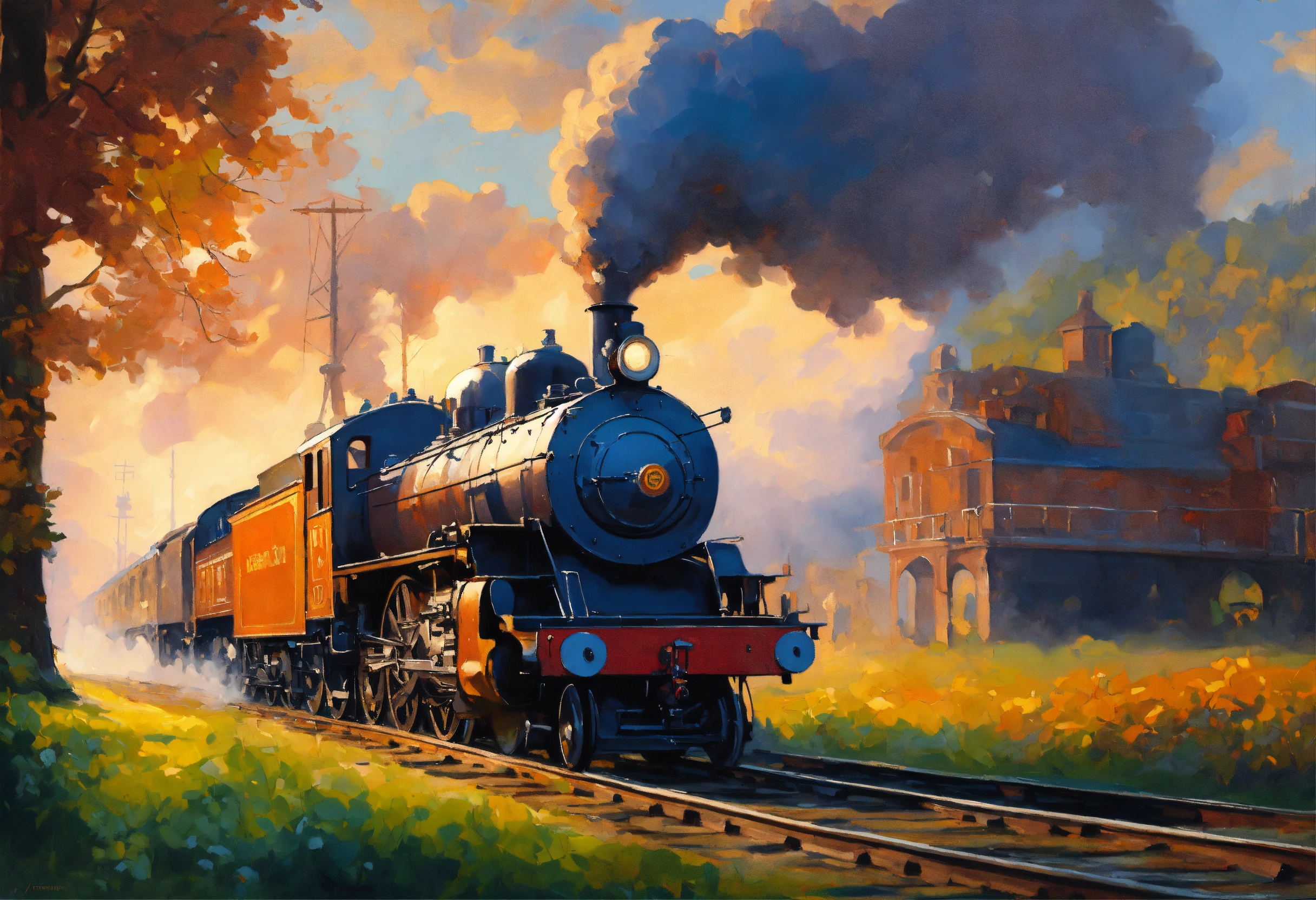 Lexica - Create a painting of an steam locomotive with tender big boy ...