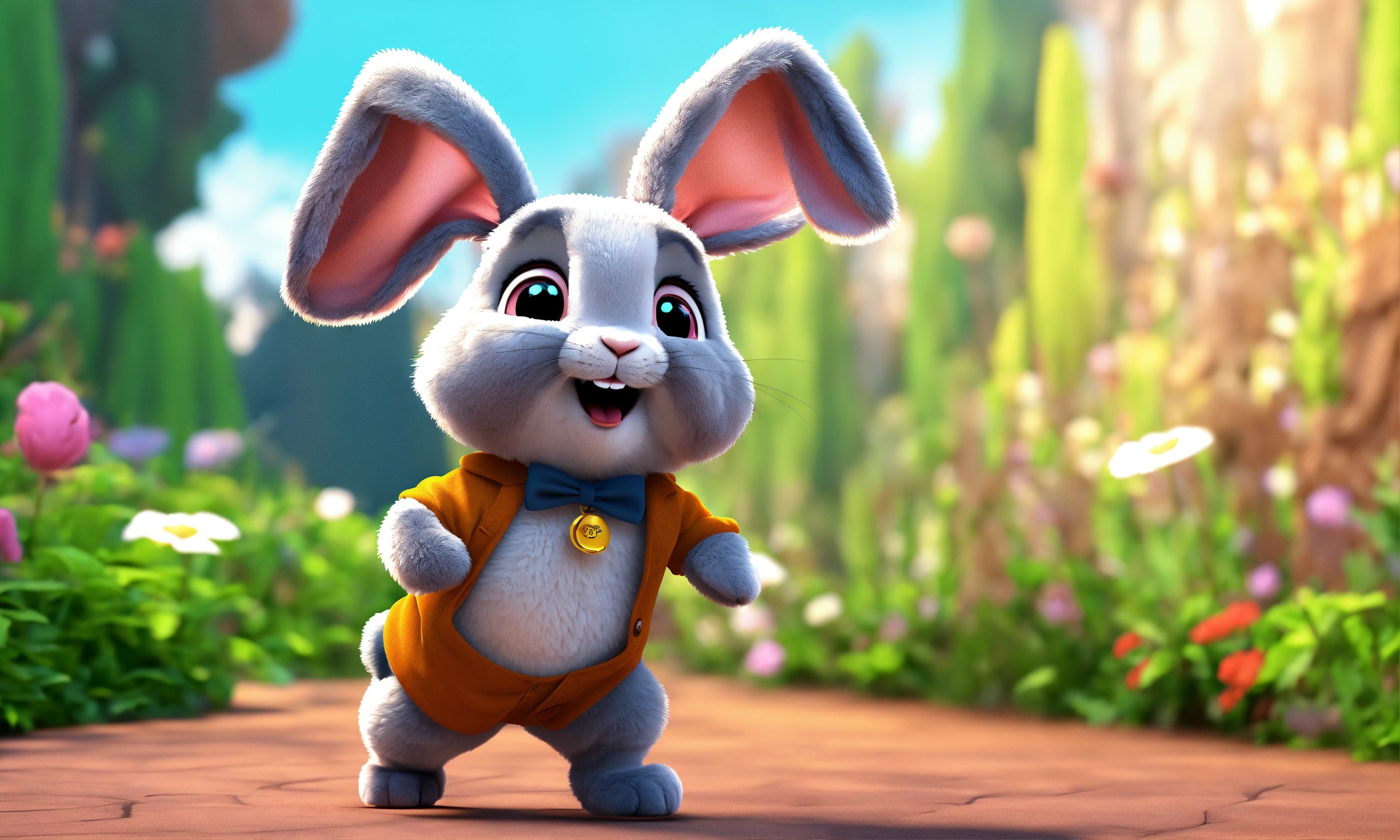 Lexica - 3d animation style cute cartoon rabbit standing on 2 legs