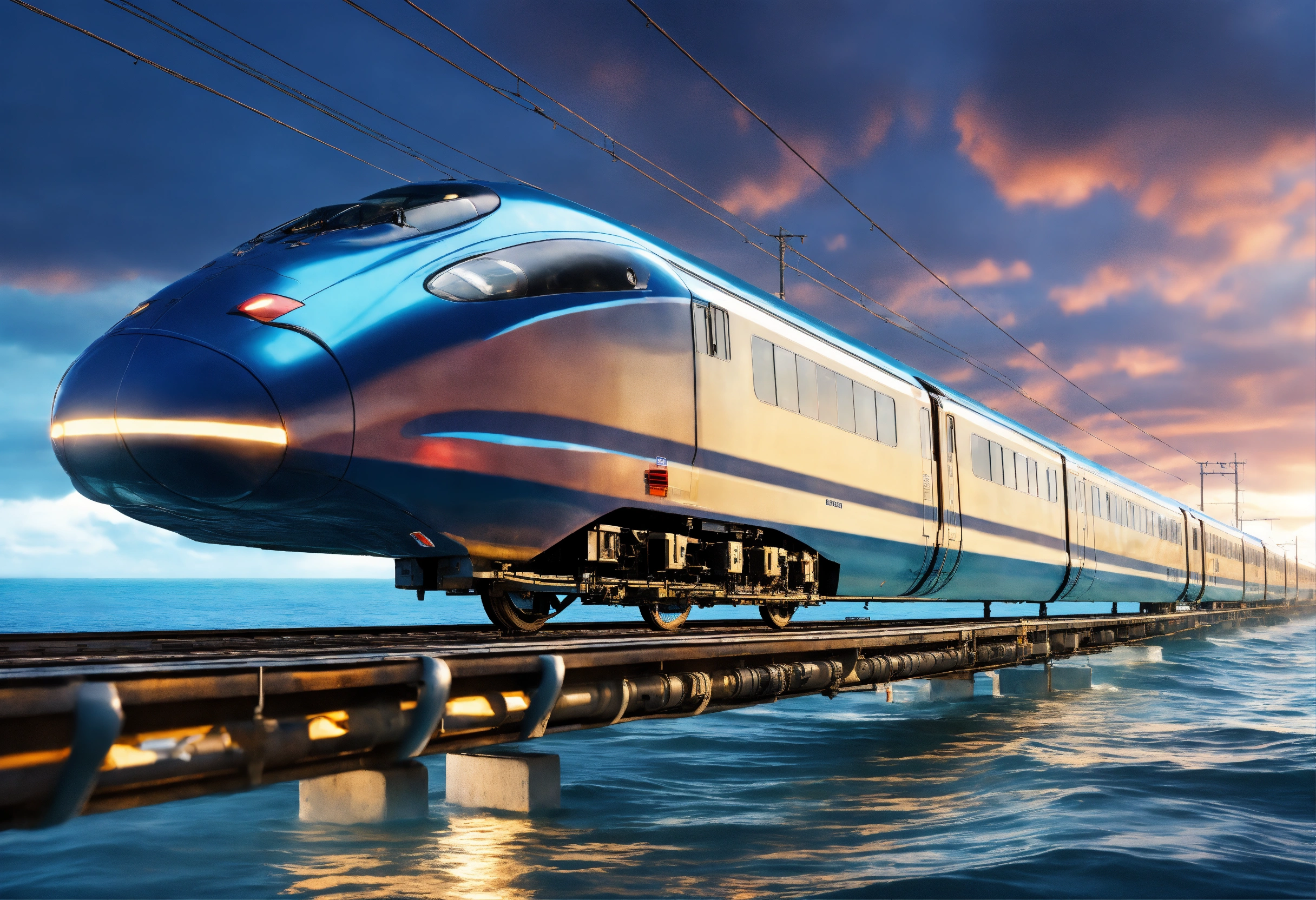Lexica - Bullet train diving in the ocean, 8k, masterpiece.