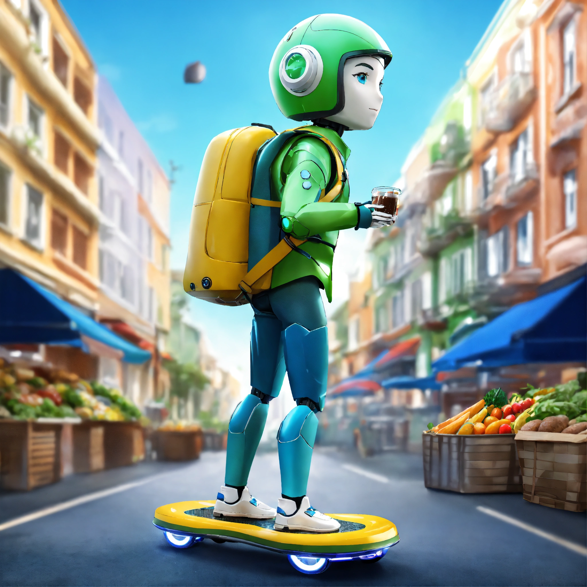 Lexica - A passionate male robot on hoverboard, realistic man face ...