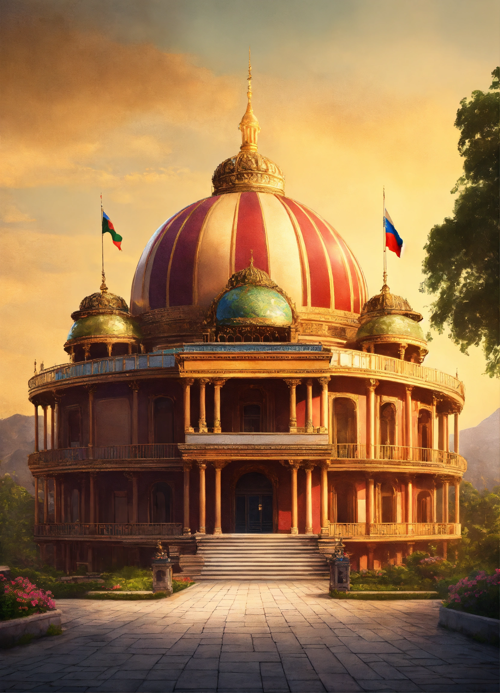 Lexica - A beautiful palace with a dome and a flag