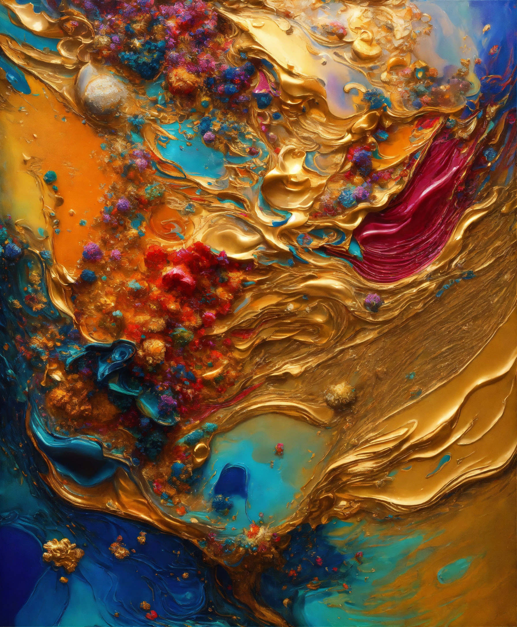 Lexica - Colorful abstract painting oil and water complex complicated ...