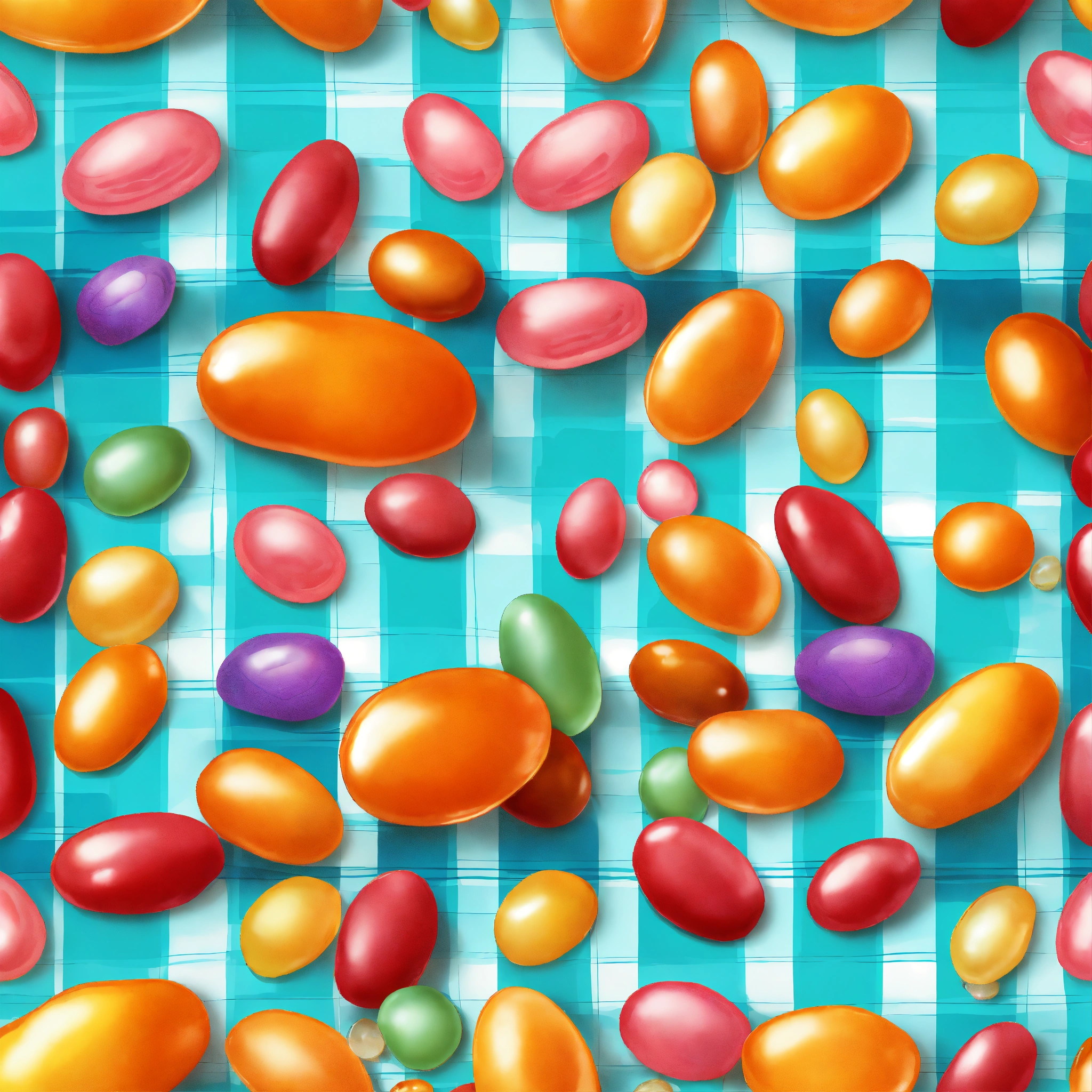 Lexica - Repeating pattern of jelly beans scattered on a cartoonish ...
