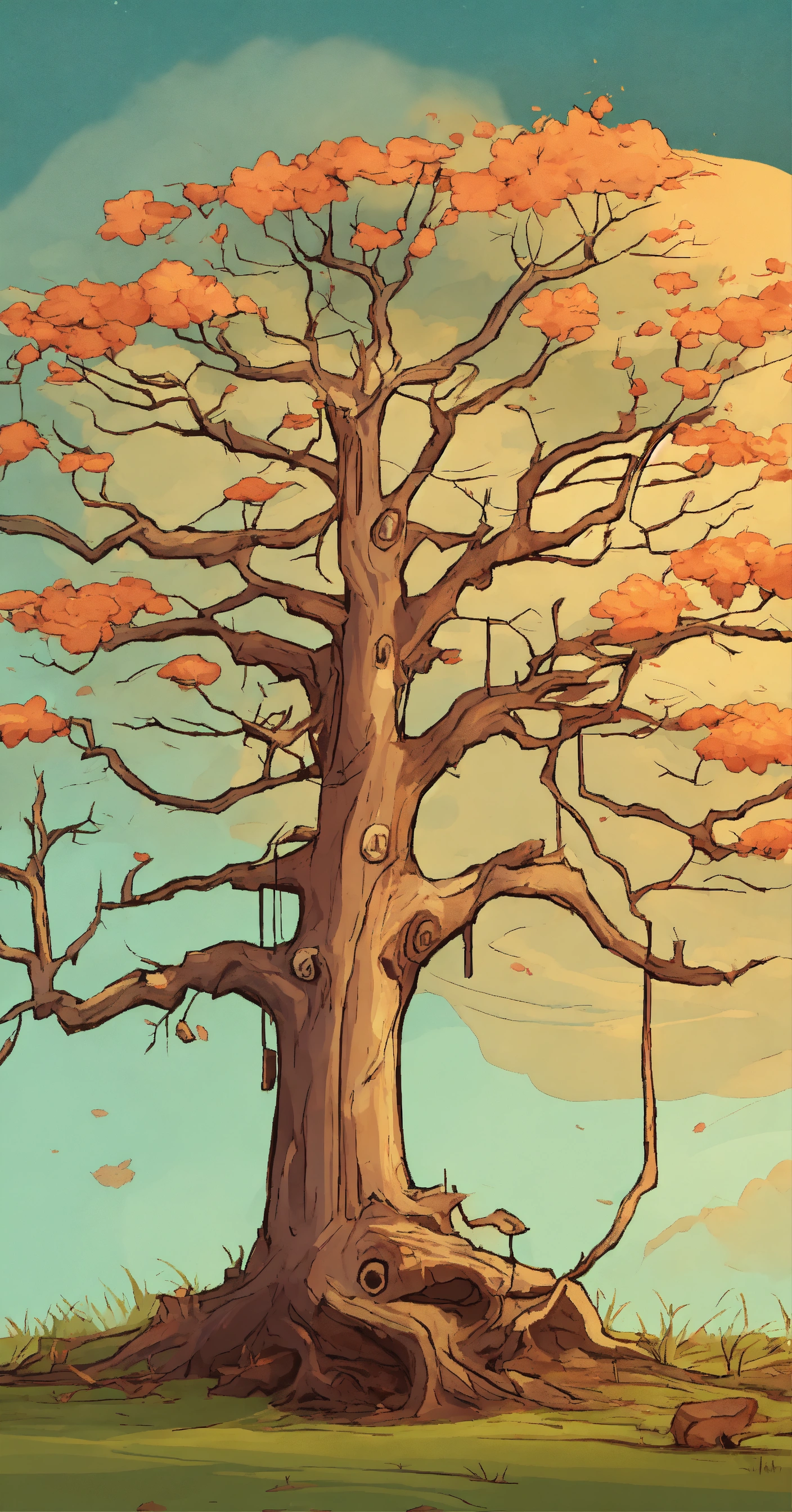 Lexica - Cartoon dying tree, copy space