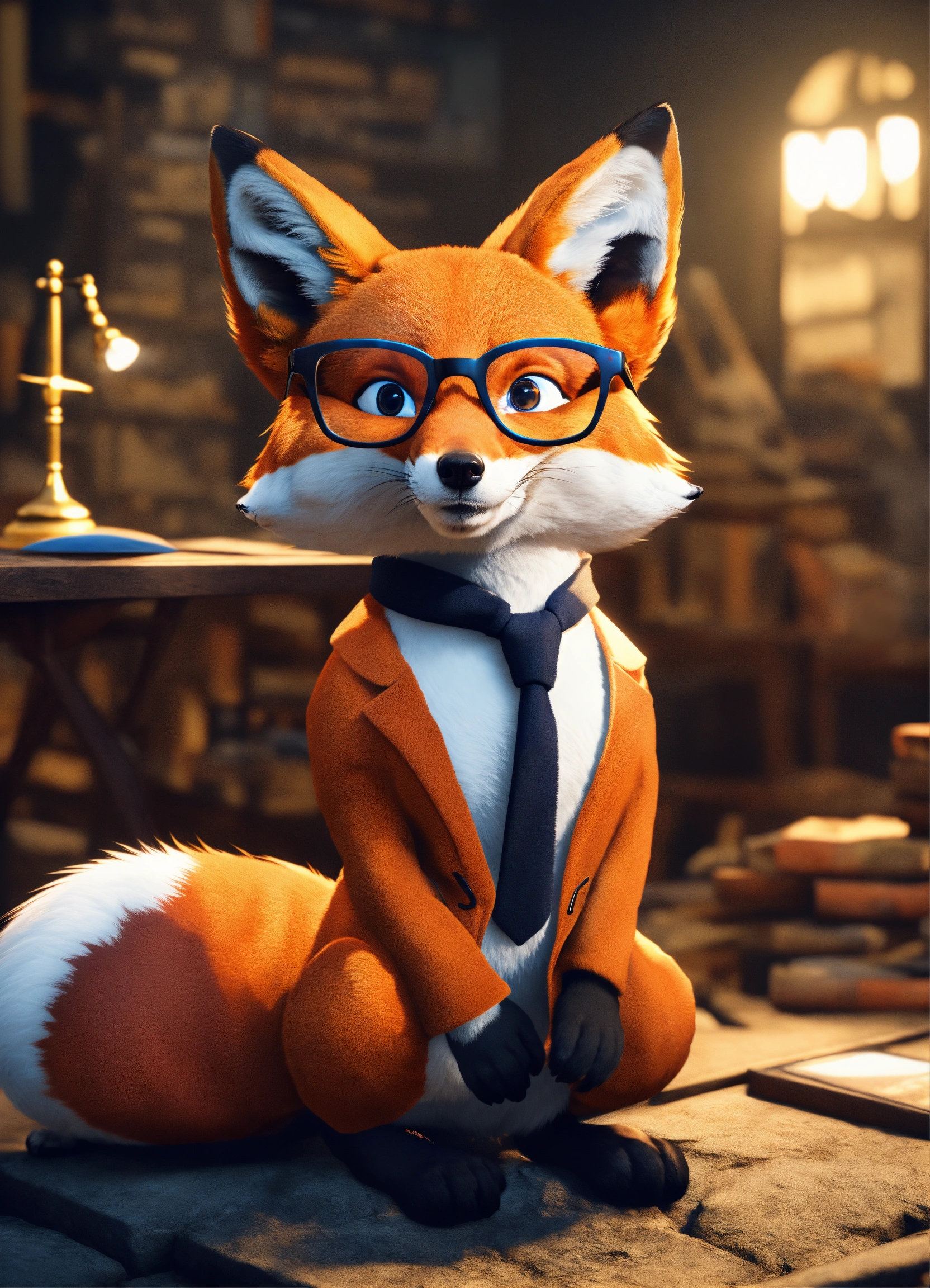 Lexica - A smart fox wearing glasses, unreal engine, 4k