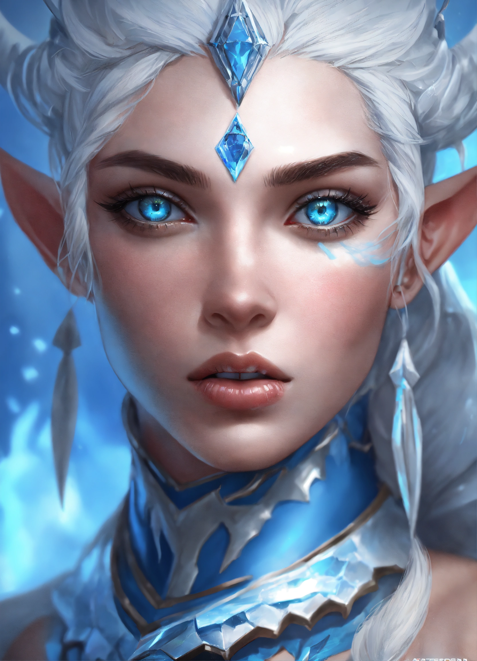 Lexica - Stunning artwork of an Ice Genasi with blue skin from Dungeons ...