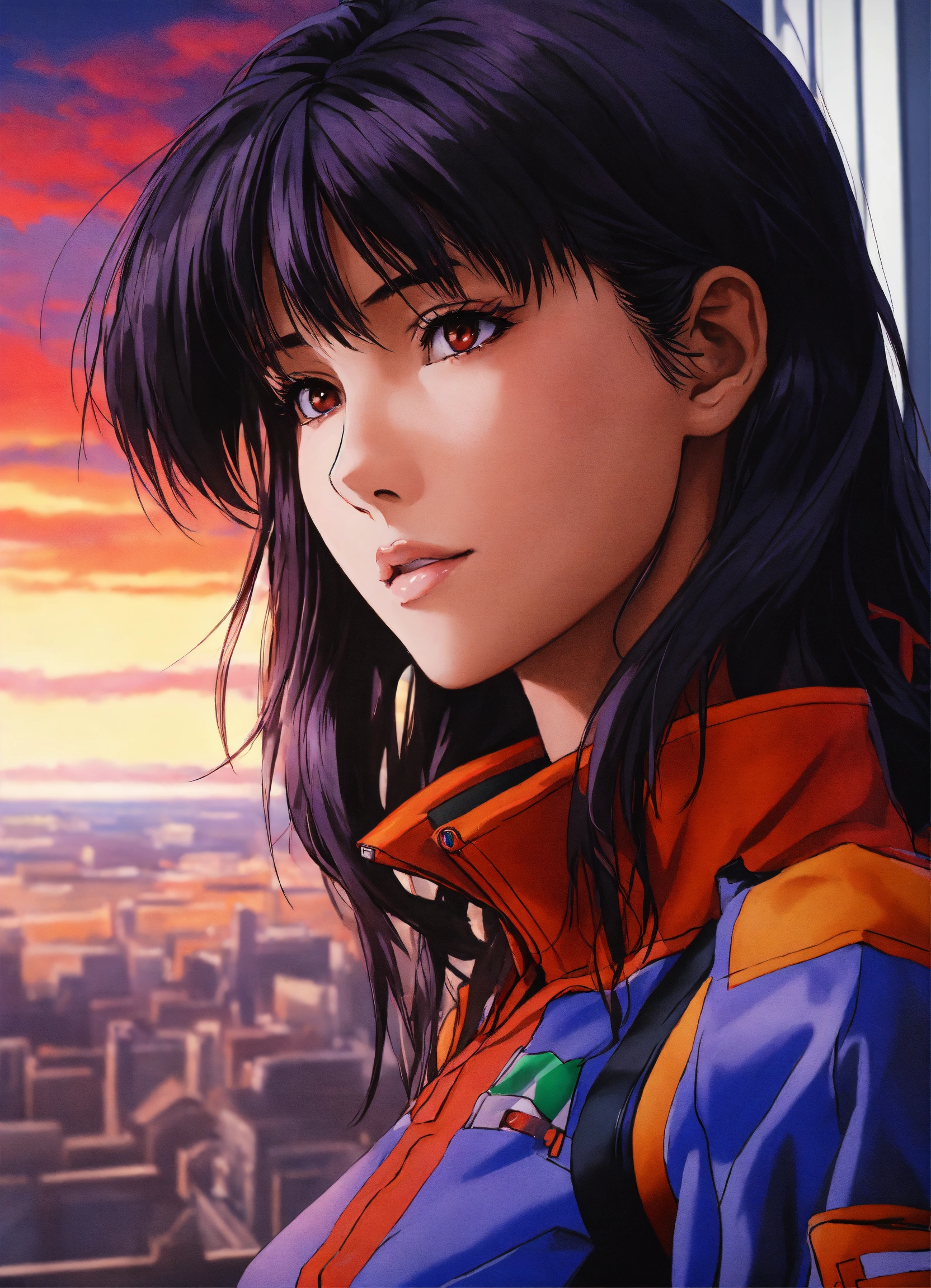 Lexica - Portrait of Misato Katsuragi from Neon Genesis Evangelion,  detailed scene, stunning details, anime, detailed environment, ray tracing,  8k