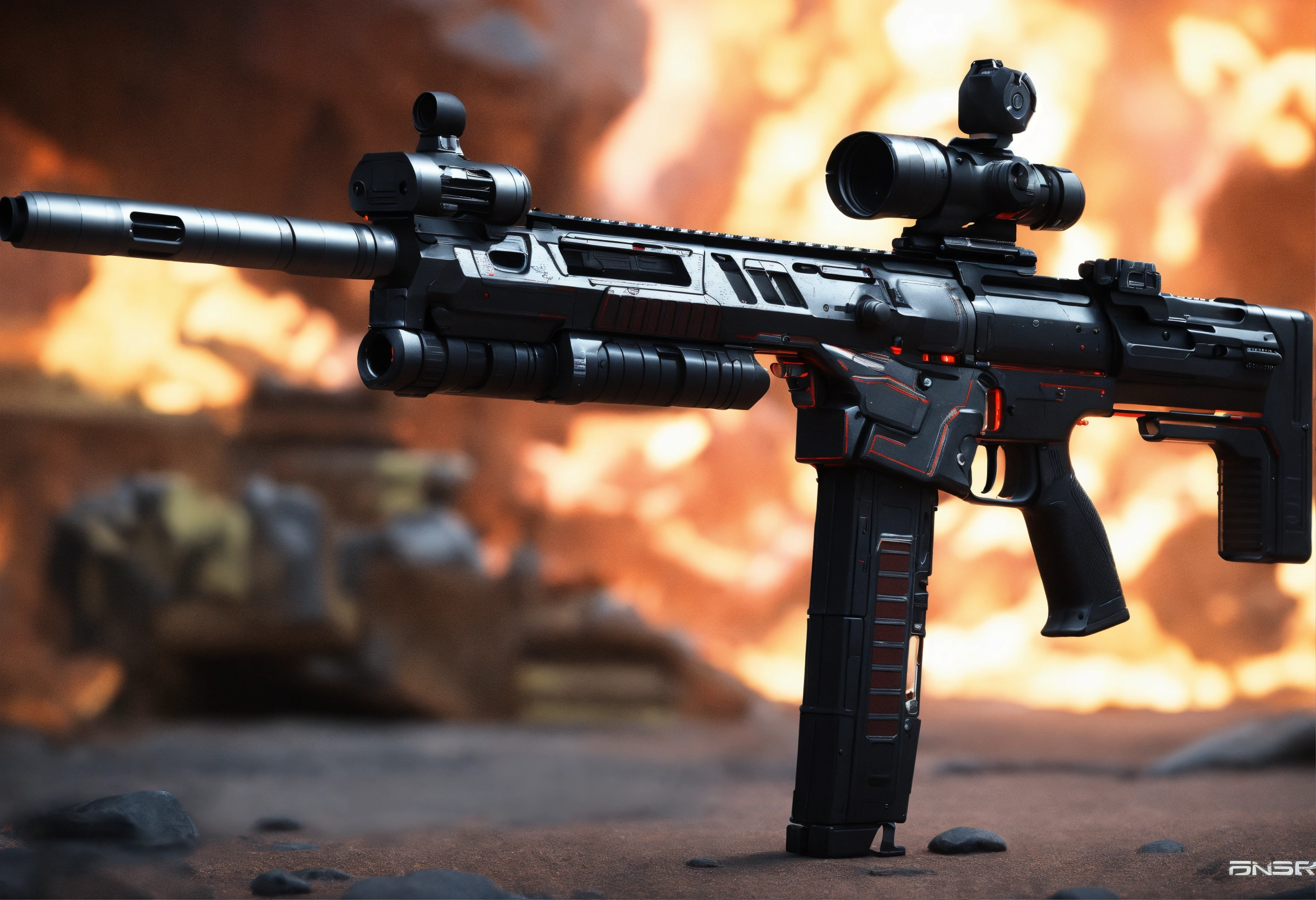 Lexica - Side view of the full image of a black sci fi energy assault ...