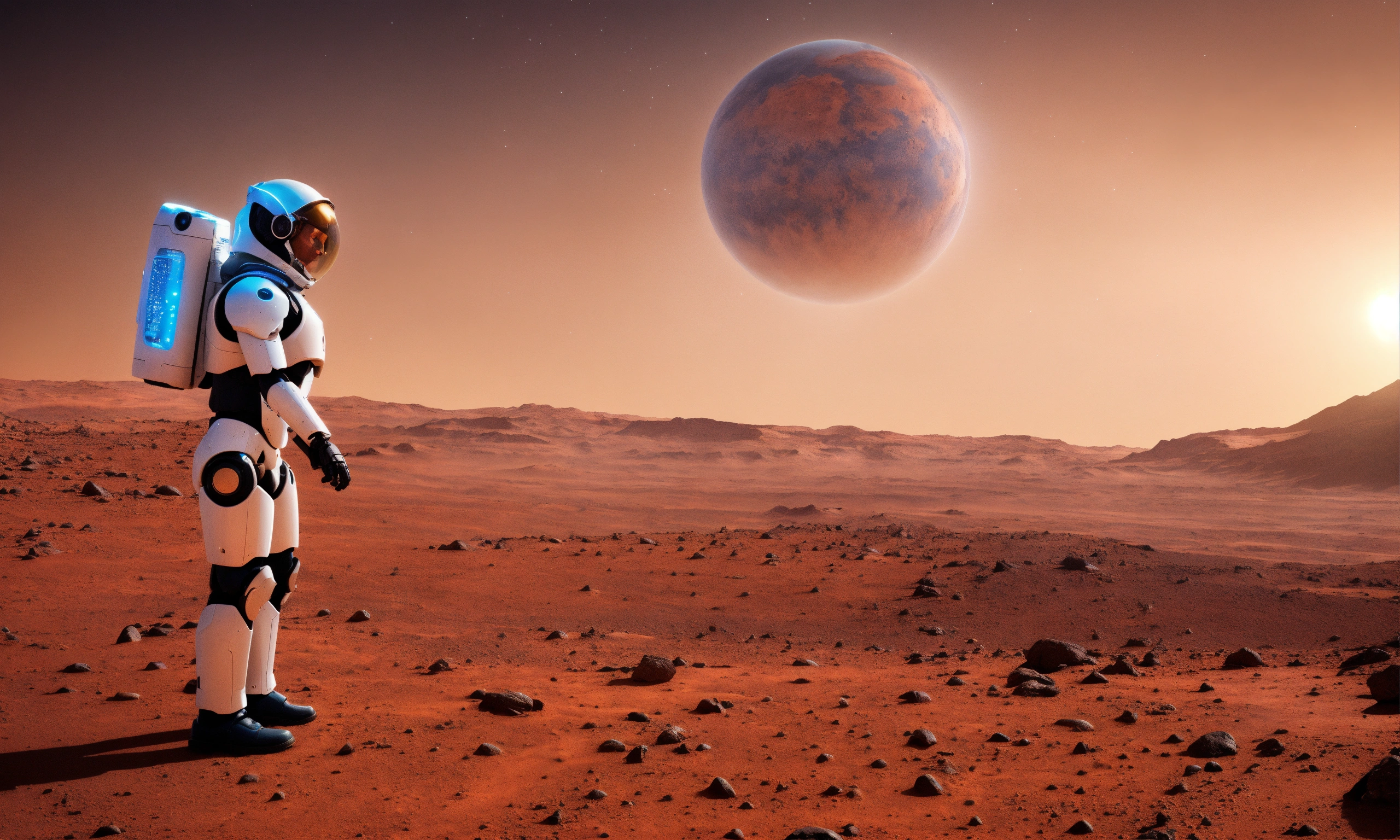 Lexica - Photo of artificial intelligence holding planet mars