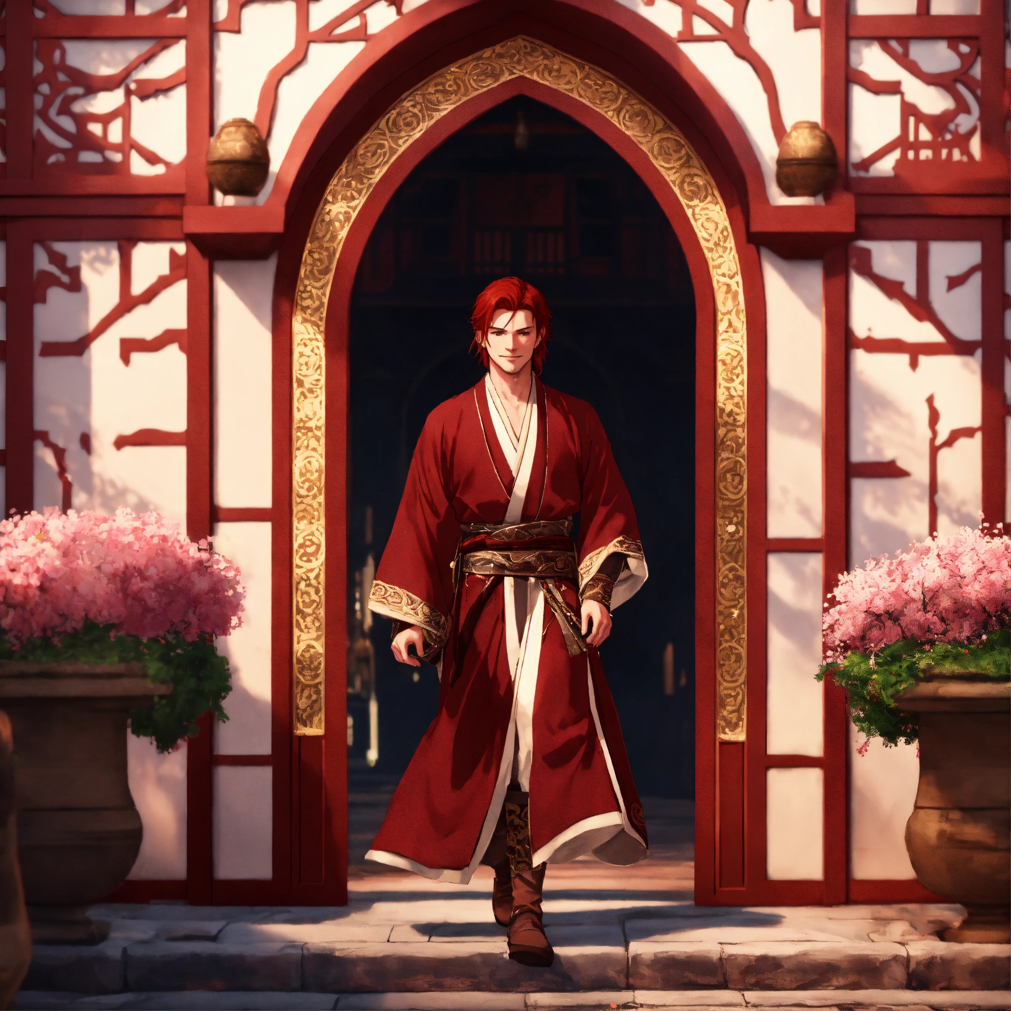 Lexica - D&D, cinematic, 4k. Smug 20-something prince with dark red ...